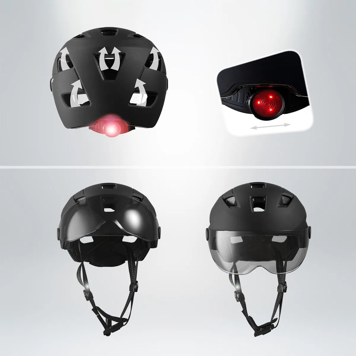 Casco da bicicletta con visiera e indicatore | Unisex per uomo e donna | Per e-bike, mountain bike e city bike | Chiusura magnetica tedesca Fidlock per un facile utilizzo