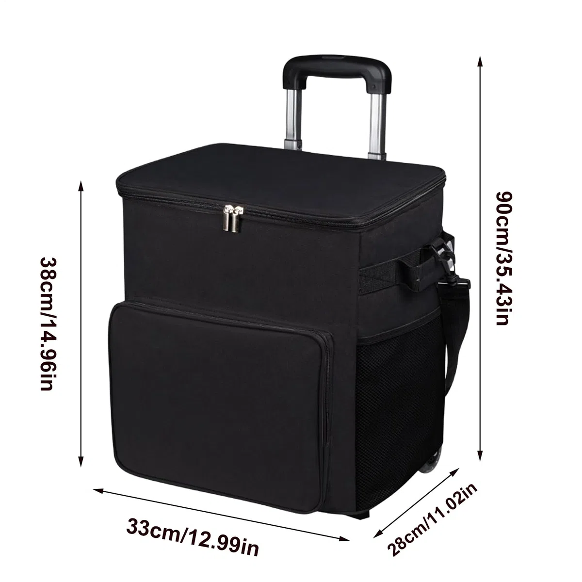 Cooler isotermica su ruote | Dispositivo di raffreddamento termico morbido – Carrello da viaggio 35 litri impermeabile per picnic campeggio shopping all'aperto