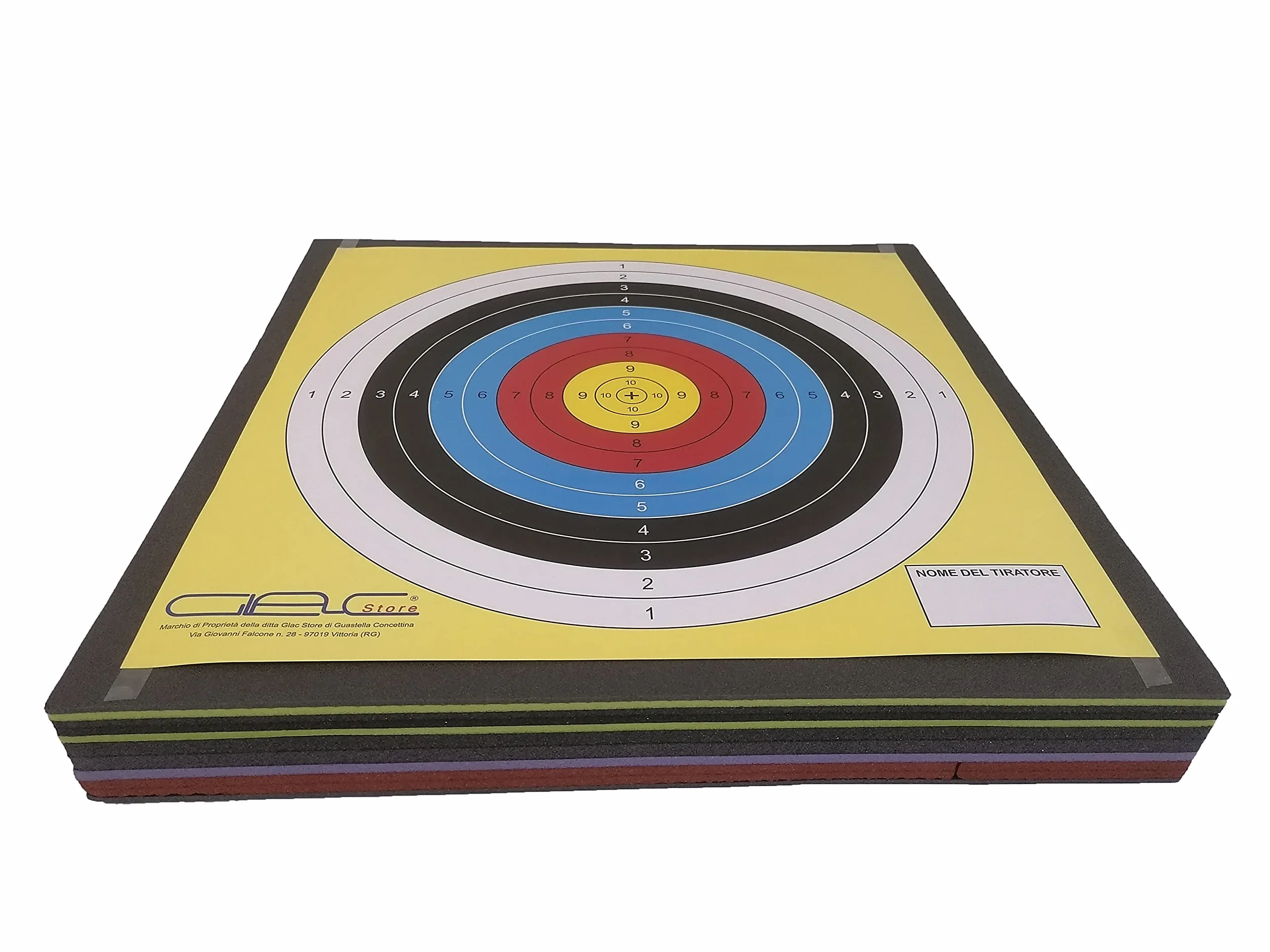 Target Bersaglio Battifreccia Batti Freccia in Schiuma 60x60x7,5cm Nero Tiro con l’Arco e n. 5 Bersagli Target Grande in Carta con Nome Tiratore