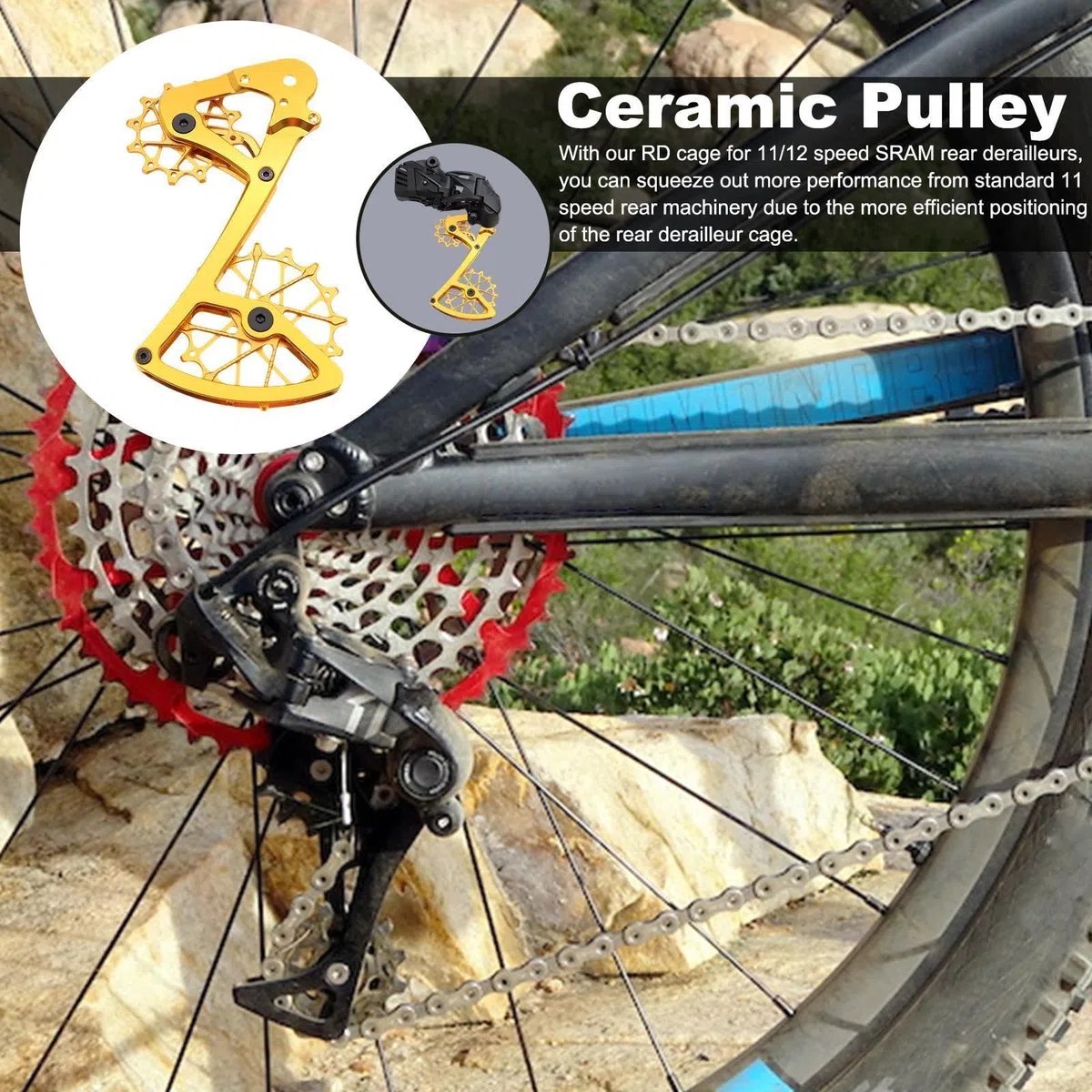 Puleggia Di Guida per Ruota Della Bicicletta Rullo Guida in Alluminio 11/12 | Guida Rullo Selettore Compatibile 11 E 12 Velocità Per Ciclismo