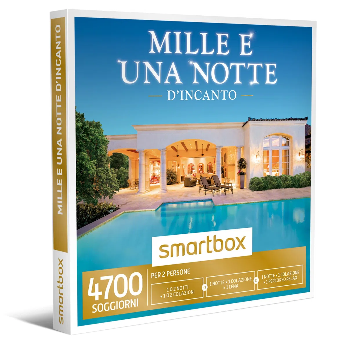 Smartbox - Mille e Una Notte d'Incanto Cofanetto Regalo Coppia, 1 o 2 Notti con Colazione o 1 Notte con Colazione e Cena o percorso Relax per 2 Persone, Idee Regalo Originale