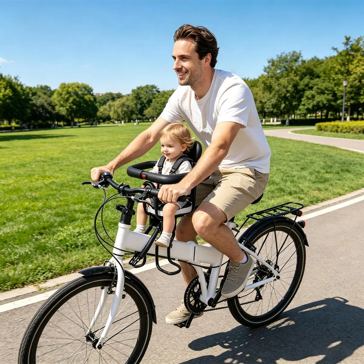 Attacco Seggiolino Bici Bambini Sgancio Rapido Regolabile | Seggiolino per Bambino Montato su Bicicletta per Scooter Montagna Strada Pieghevole Ciclismo Outdoor Viaggio Biking