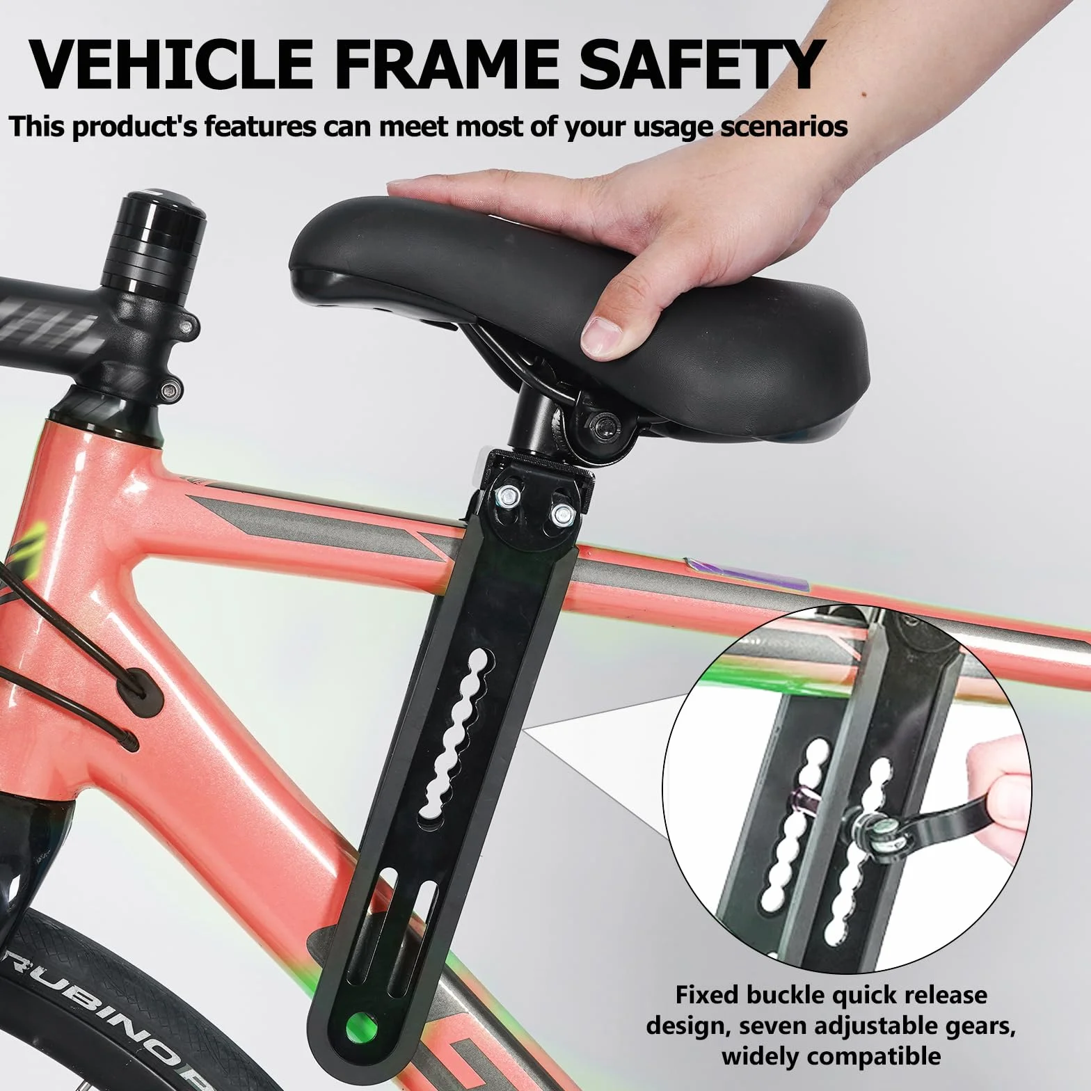 PORFOYO Seggiolino anteriore per bicicletta per bambini, per mountain bike, anteriore con pedale e manubrio, per bambini, portatile, da 2 a 5 anni (A)