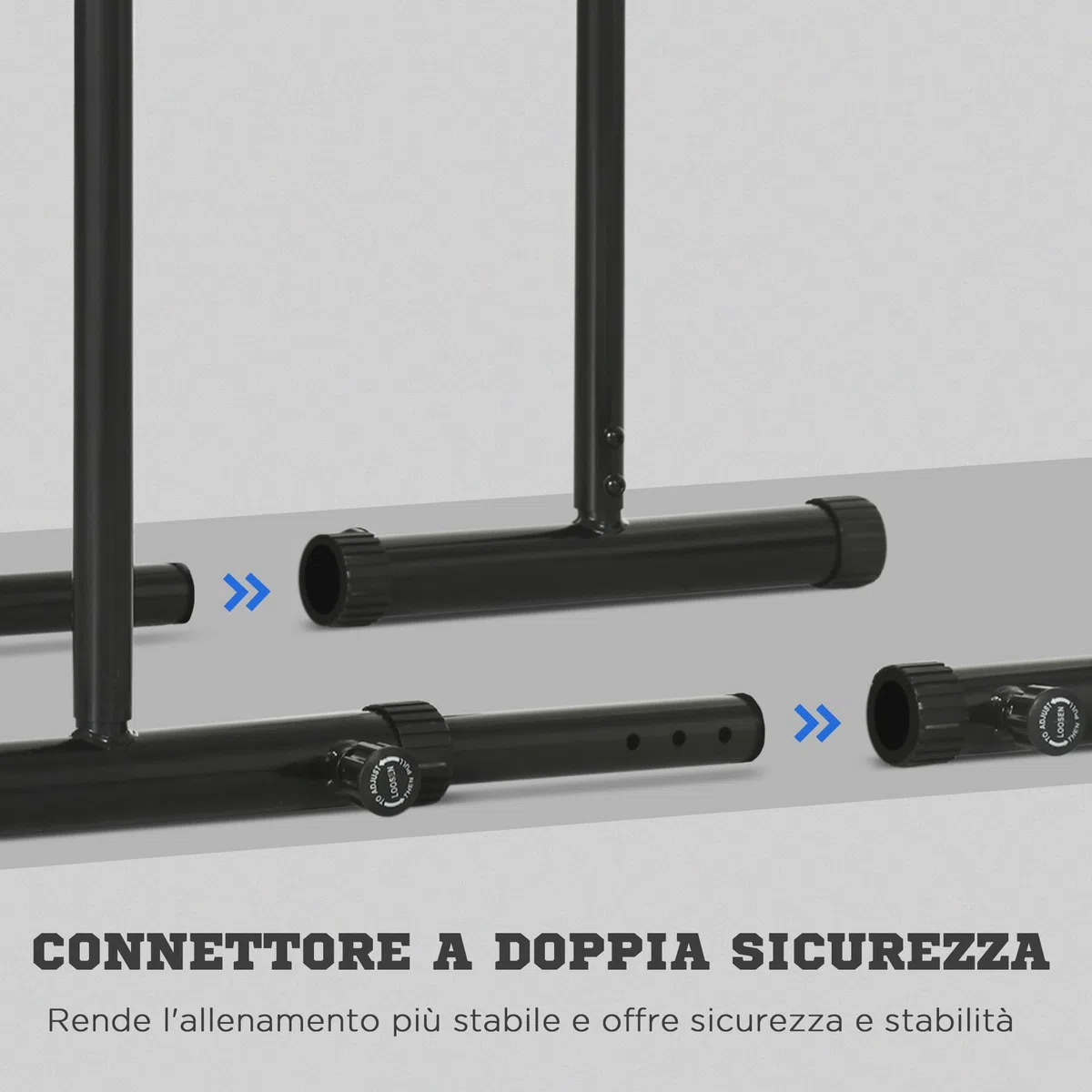 SPORTNOW Barra per Dip in Acciaio ad Altezza Regolabile con 6 Lunghezze Regolabili, 90-102x65x80-90 cm, Nera