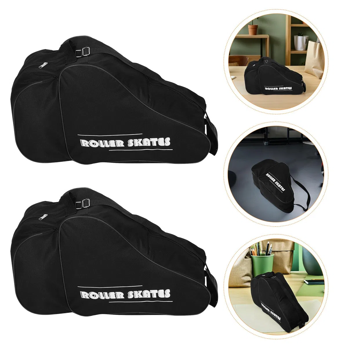 ORFOFE Borsa per Pattini a Rotelle 2 Pezzi Unisex Nera Tracolla Zaino Sportivo Traspirante per Pattini da Ghiaccio Ampia Capacità Scomparti per Accessori