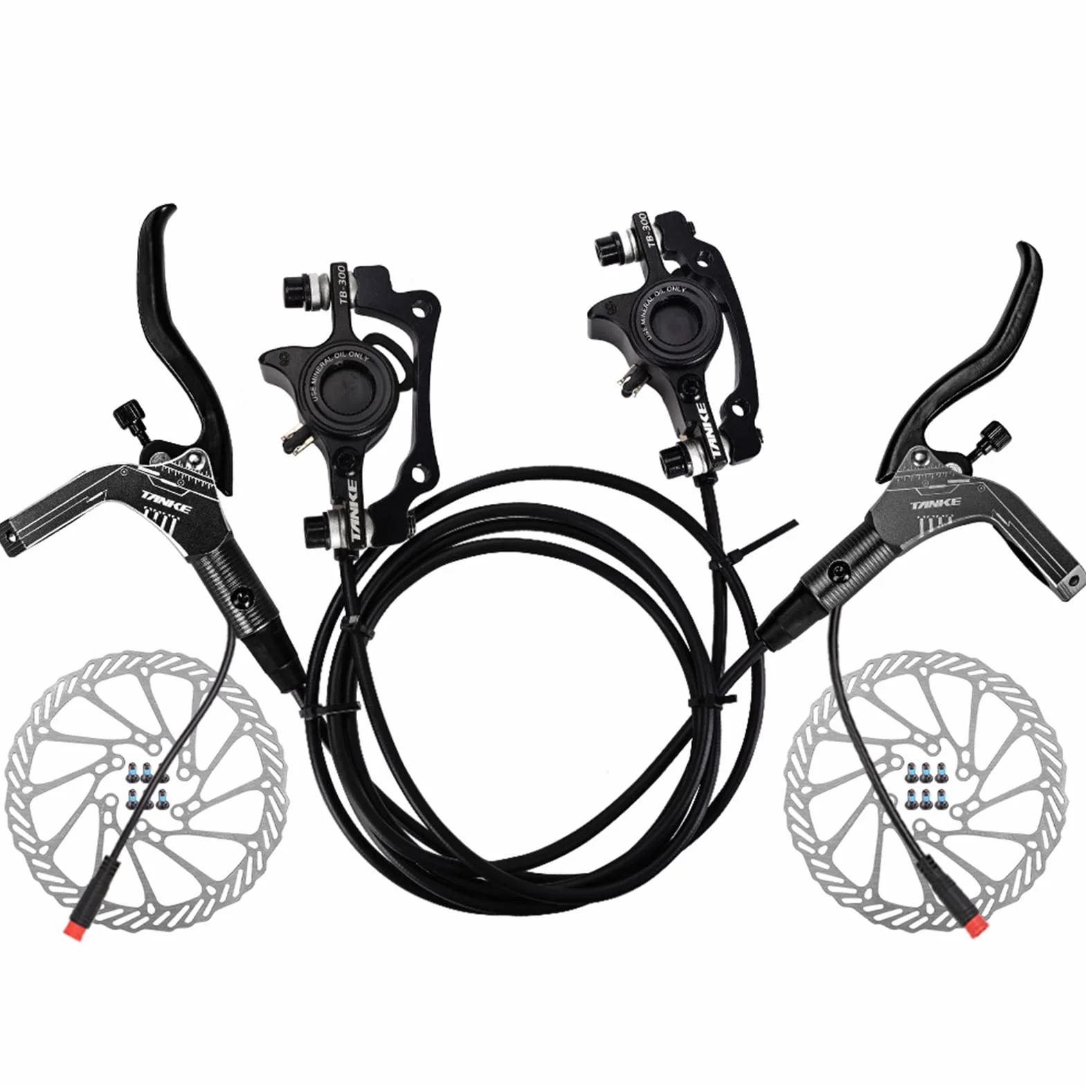 Bike Set Freno Idraulico con rotori da 160 mm Leva Pinza Freno a Disco Idraulico Anteriore e Posteriore per Bici elettrica Scooter Bicicletta