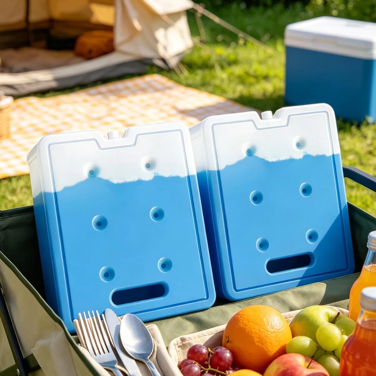 Confezione di ghiaccio con manico riutilizzabile portatile 2 pezzi | Blocchi Frigorifero Pranzo per Casa, Ufficio, Viaggi, Campeggio, Escursionismo, Pesca, Frigorifero