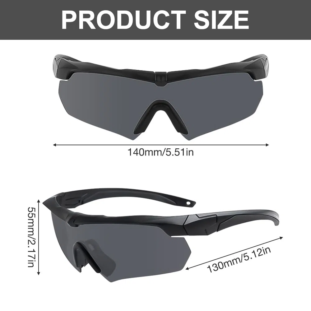 Occhiali da Sole da Uomo Polarizzati, Occhiali Running Uomo con 3 Lenti Intercambiabili, Anti-UV400 Occhiali da Sole Polarizzati, Occhiali Tattici Militari per Caccia, Ciclismo, Escursionismo