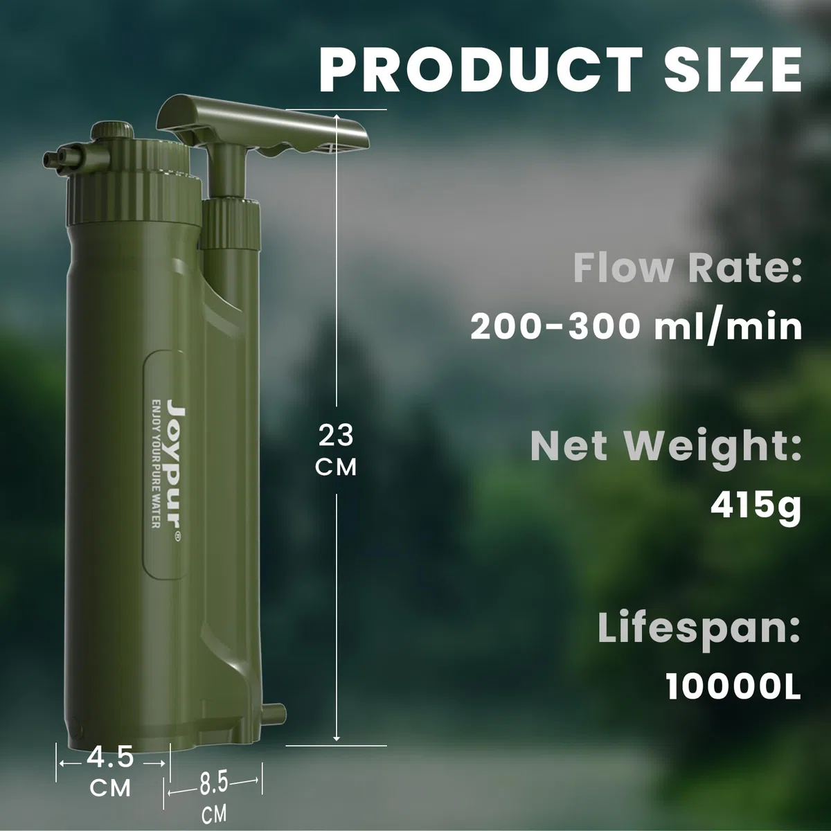 Filtro dell'acqua per esterni con filtro RO depuratore d'acqua per esterni con capacità di filtro da 10000 l filtro dell'acqua potabile per campeggio escursioni emergenze ecc. (Verde)