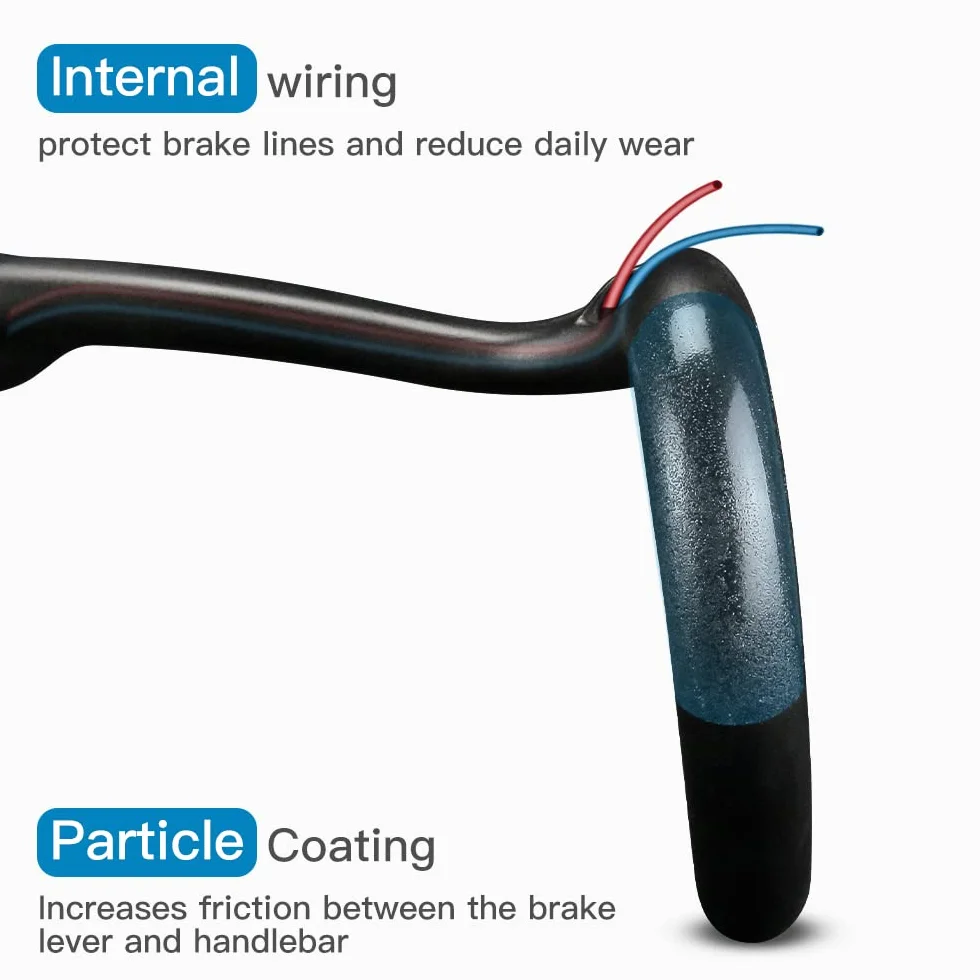 Alfa Pasca 31.8 Manubrio da Corsa Carbonio instradamento Interno manubrio 420mm nero carbonio ciclismo UD opaca