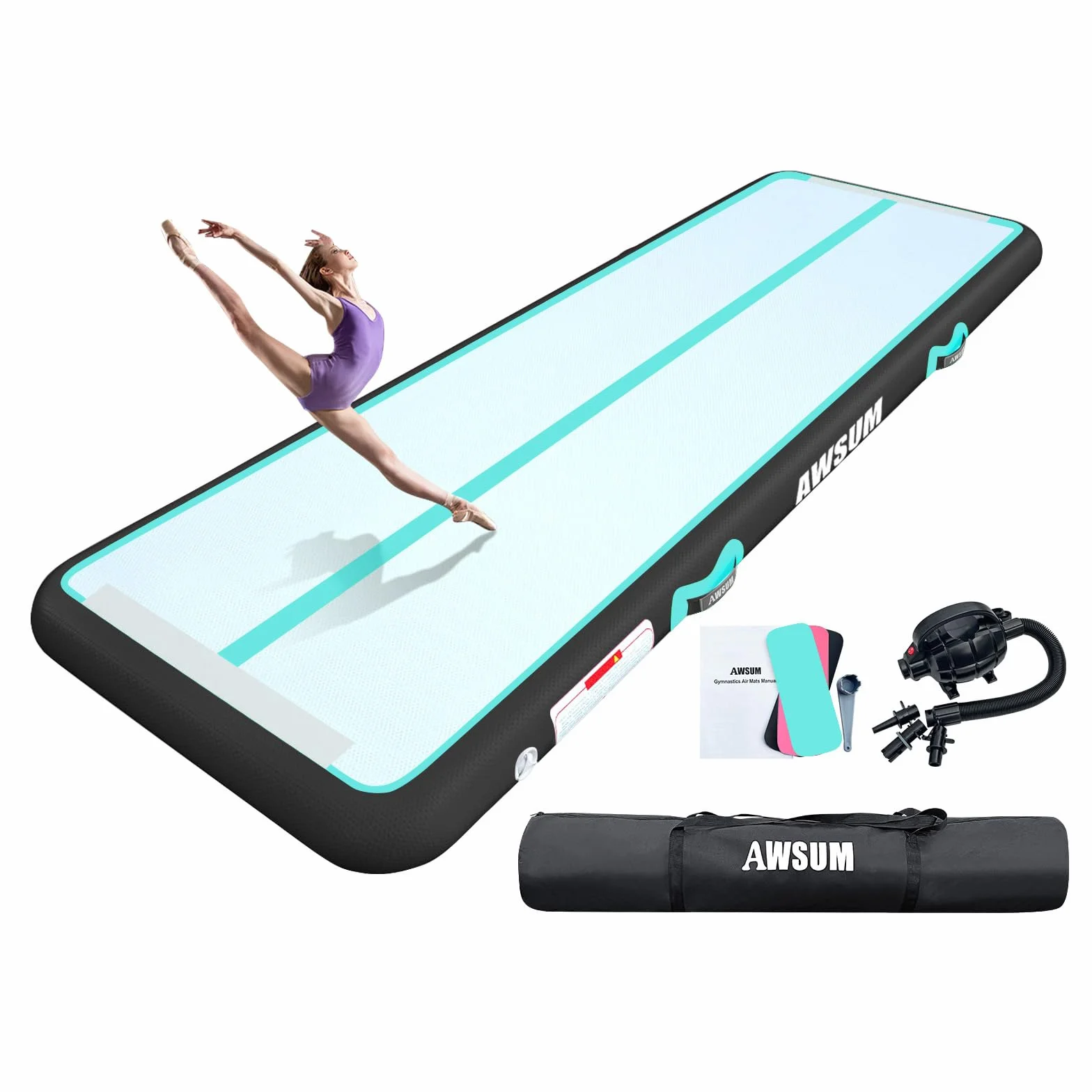 AWSUM Tappetino da Ginnastica Gonfiabile, Air Tumbling Track Ginnastica Artistica 10cm, Air Materassino da Fitness Yoga Taekwondo per Casa, Campeggio