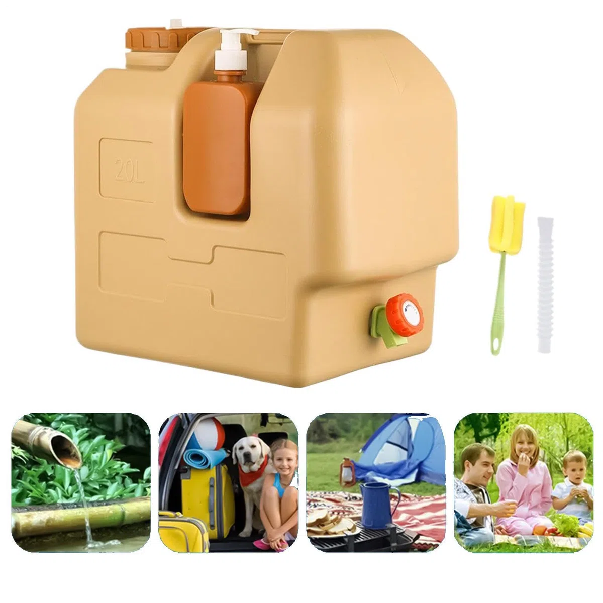 Generico Tanica d'Acqua Portatile Serbatoio da 20 Litri | Giara d'Acqua da Campeggio con Rubinetto Per Escursionismo All'Aperto Picnic Viaggio Sopravvivenza Zaino In Spalla Caccia