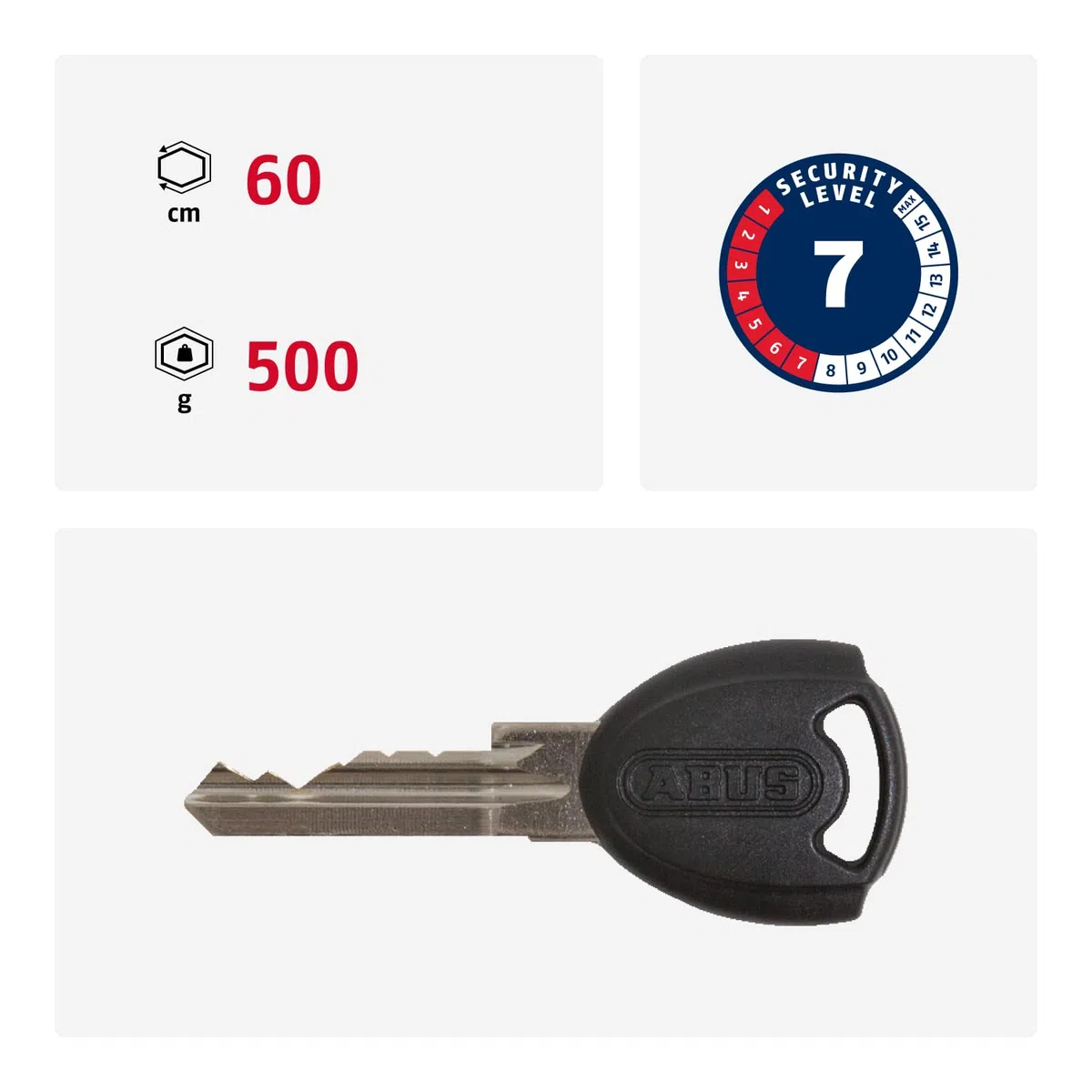 ABUS Lucchetto pieghevole Bordo Lite Mini 6055/60 - Lucchetto per bicicletta ultraleggero in acciaio speciale - Livello di sicurezza 7