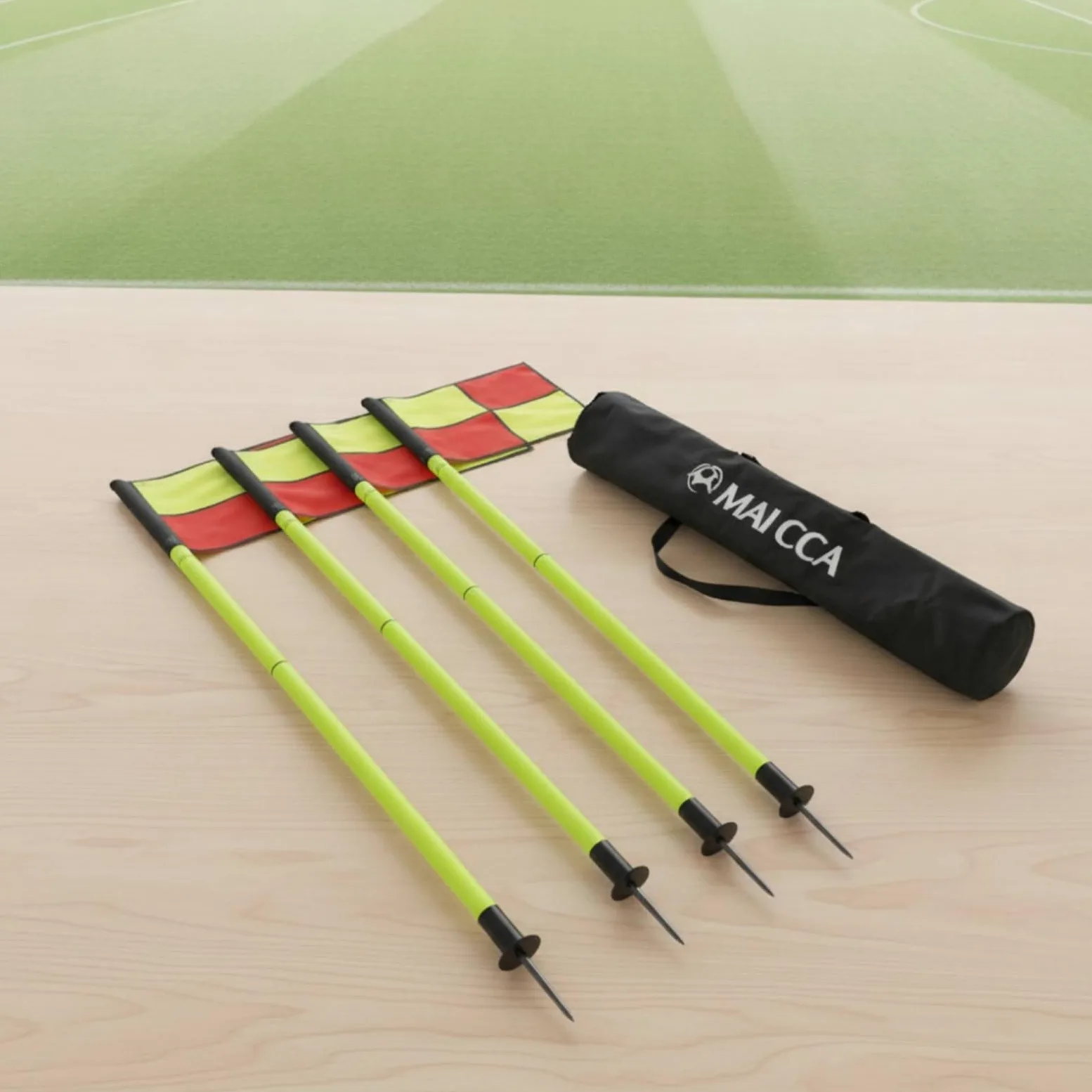 kowaku 4 Pezzi Kit Bandierine per il Calcio Picchetto Portatile Bandiera d’angolo con urevole Attrezzatura Sportiva per Allenatori