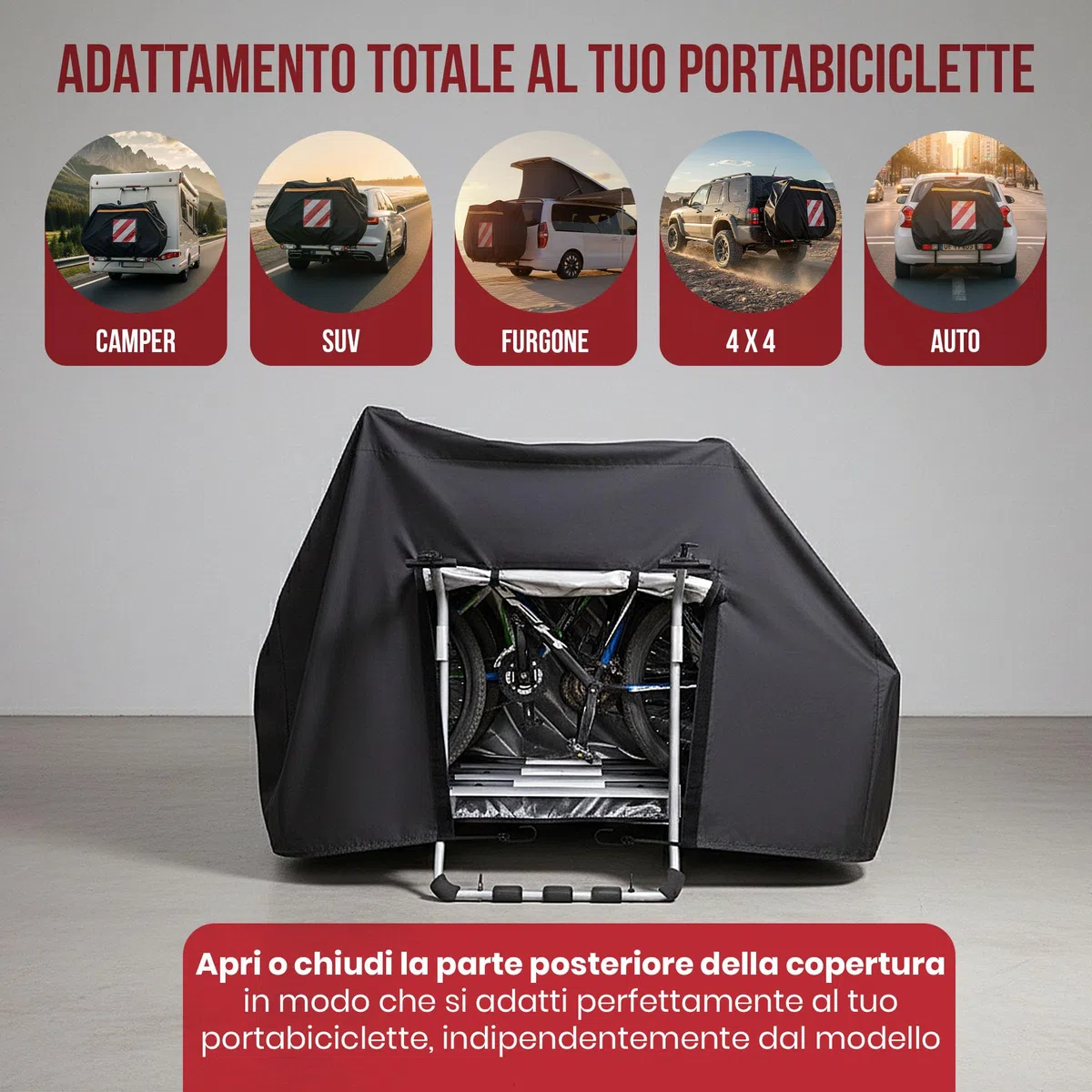 Telo Copri Bici per Camper Oxford 420D Ultra Resistente - Telo Copribici Per Camper 3 Bici - Ideale per Coprire la Bici in Camper e per Uso Esterno