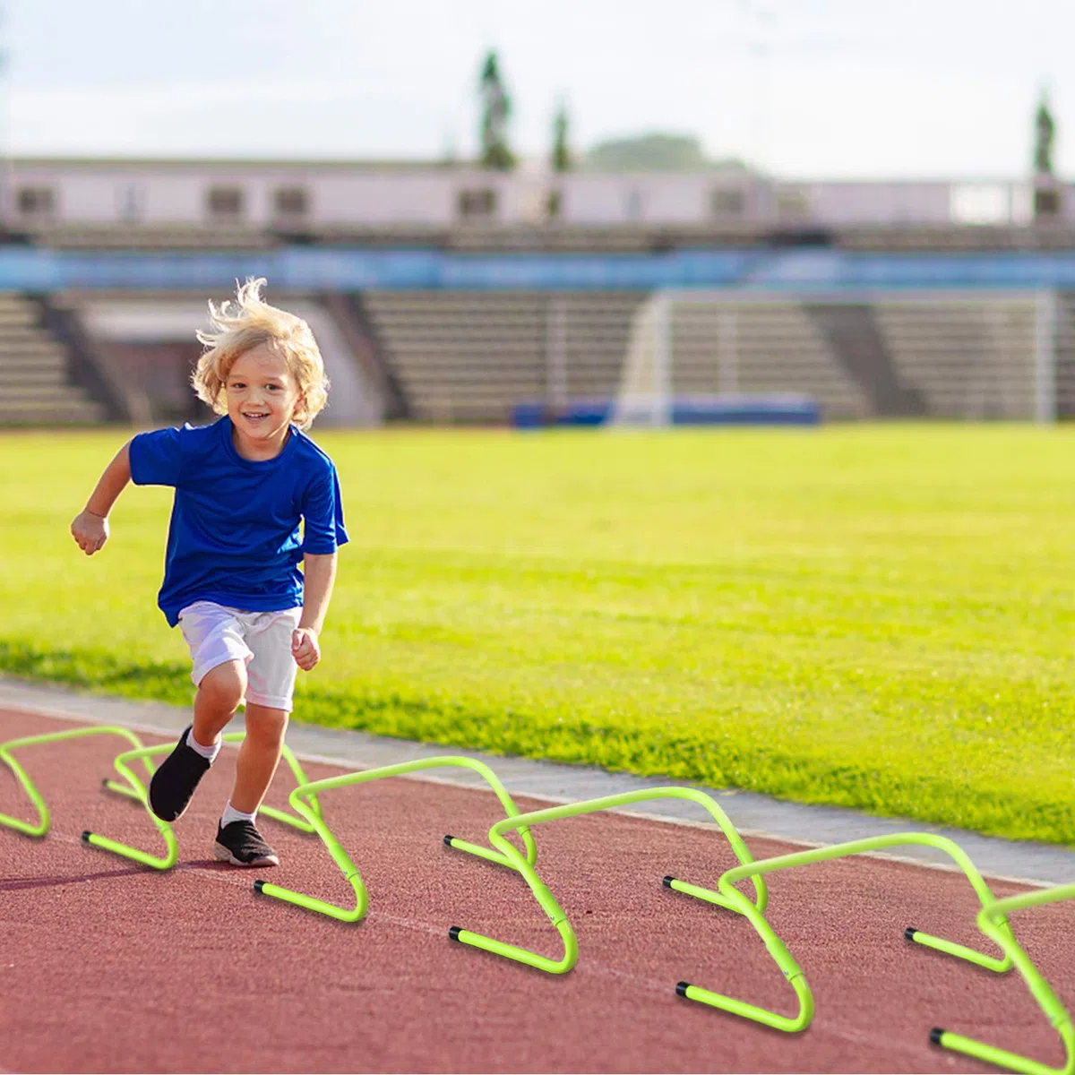 UISEBRT Set di 6 ostacoli regolabili per allenamento di velocità/agilità 20/30 cm - Ostacoli da allenamento calcio per bambini, per allenamento di mobilità e coordinazione, verde