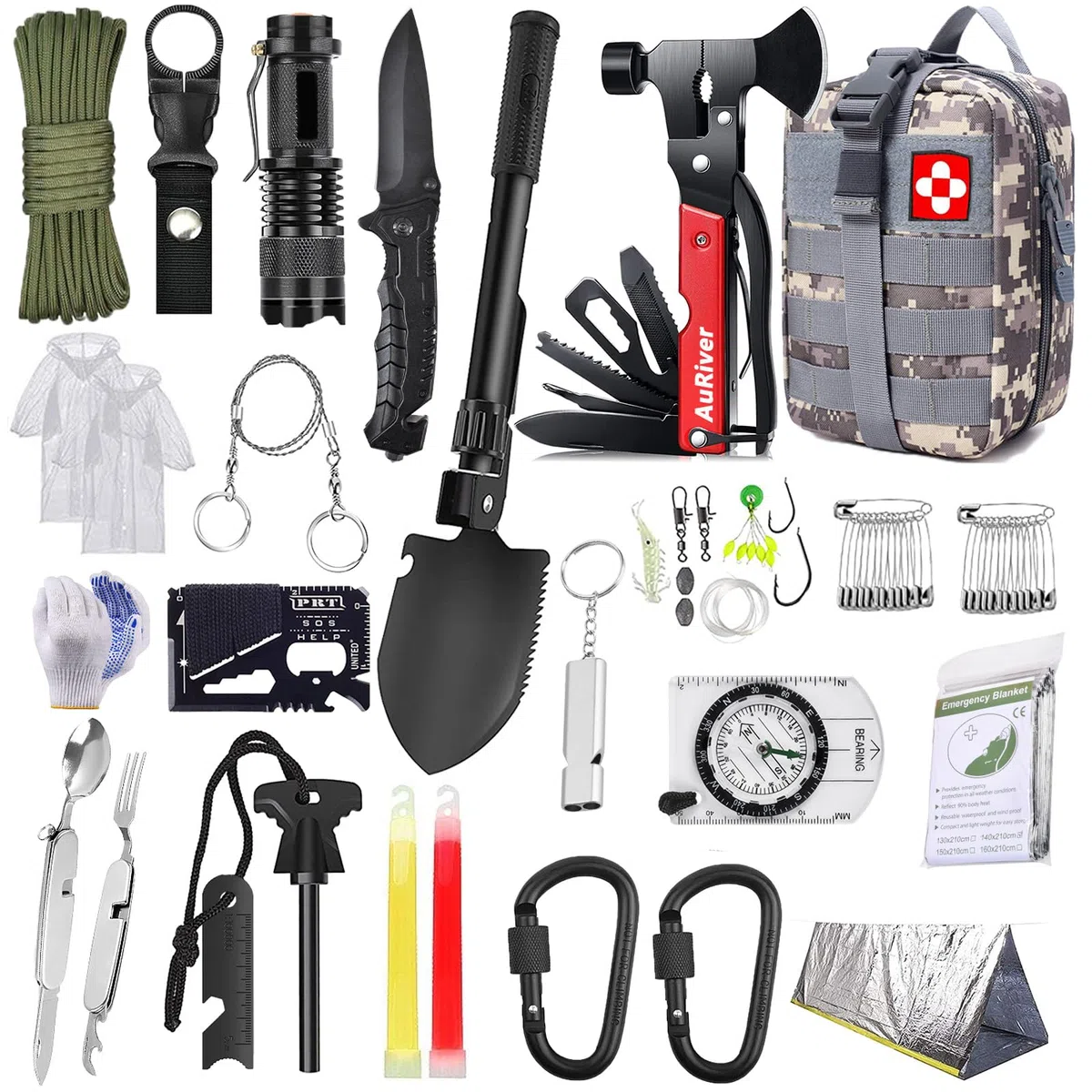Kit Sopravvivenza, kit di emergenza per esterni per Campeggio Escursionismo Avventura