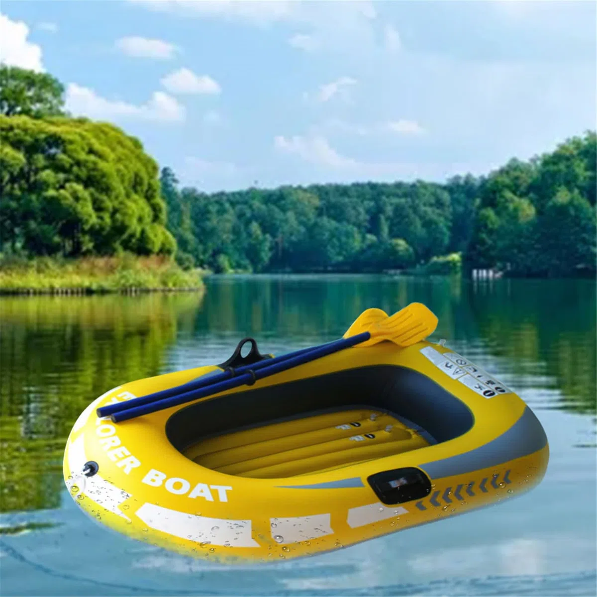Gommone, 150 x 90 cm, gonfiabile, gonfiabile, per 1 persona, kayak, fiume portatile pieghevole con 2 pagaie, per sport acquatici all'aria aperta