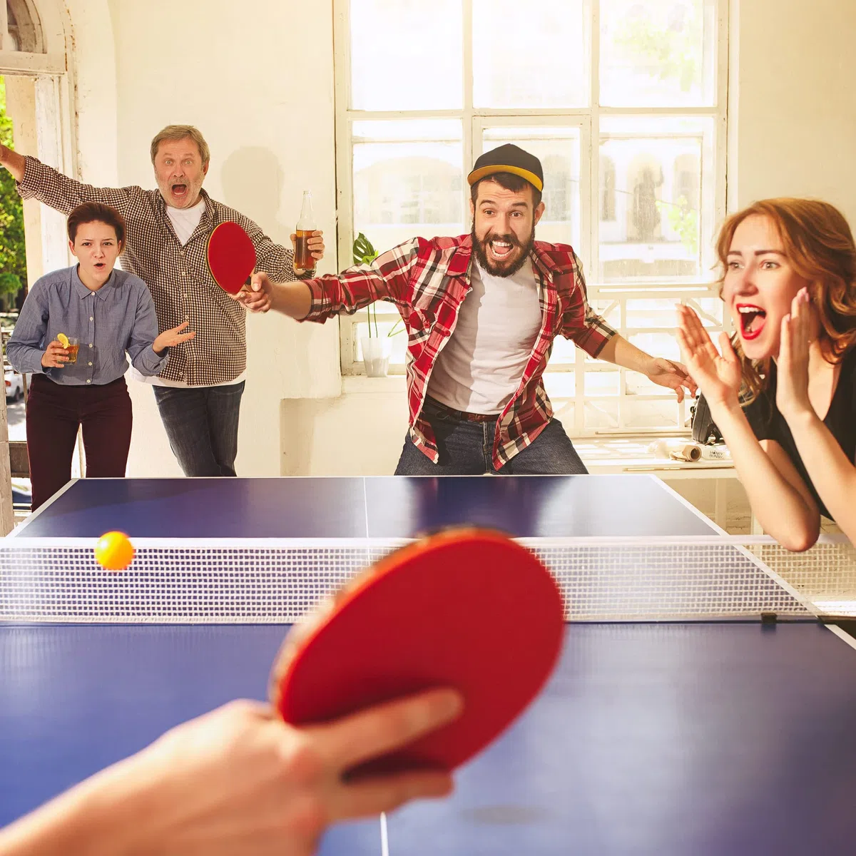 PATIKIL Tavolo Tennis Racchetta Custodia, Ping Pong Paddle Custodia Dura Copertura Contenitore Borsa Quadrato per Sport Accessori, Rosso
