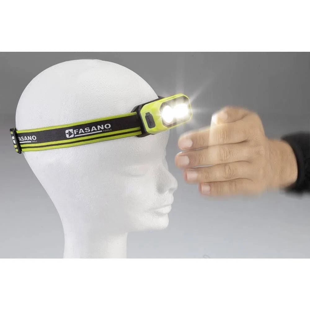 Lampada da testa a doppio LED con sensore on off contactless Fasano Tools