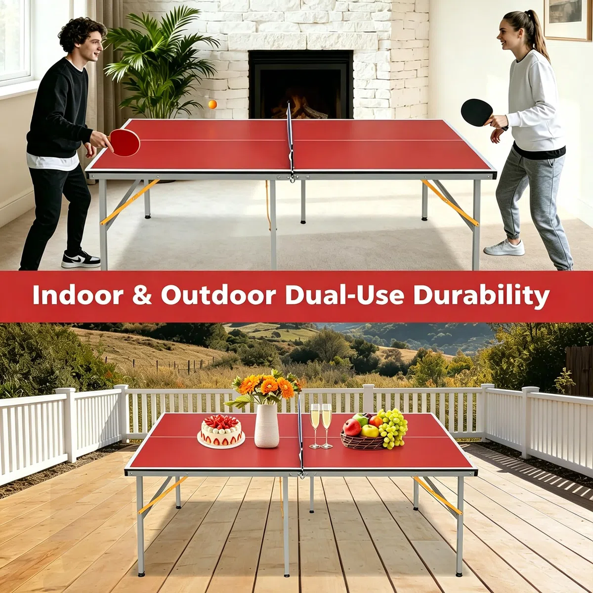 Tavolo da ping pong professionale pieghevole e mobile per interni ed esterni, modalità di riproduzione singola per competizioni di allenamento in famiglia