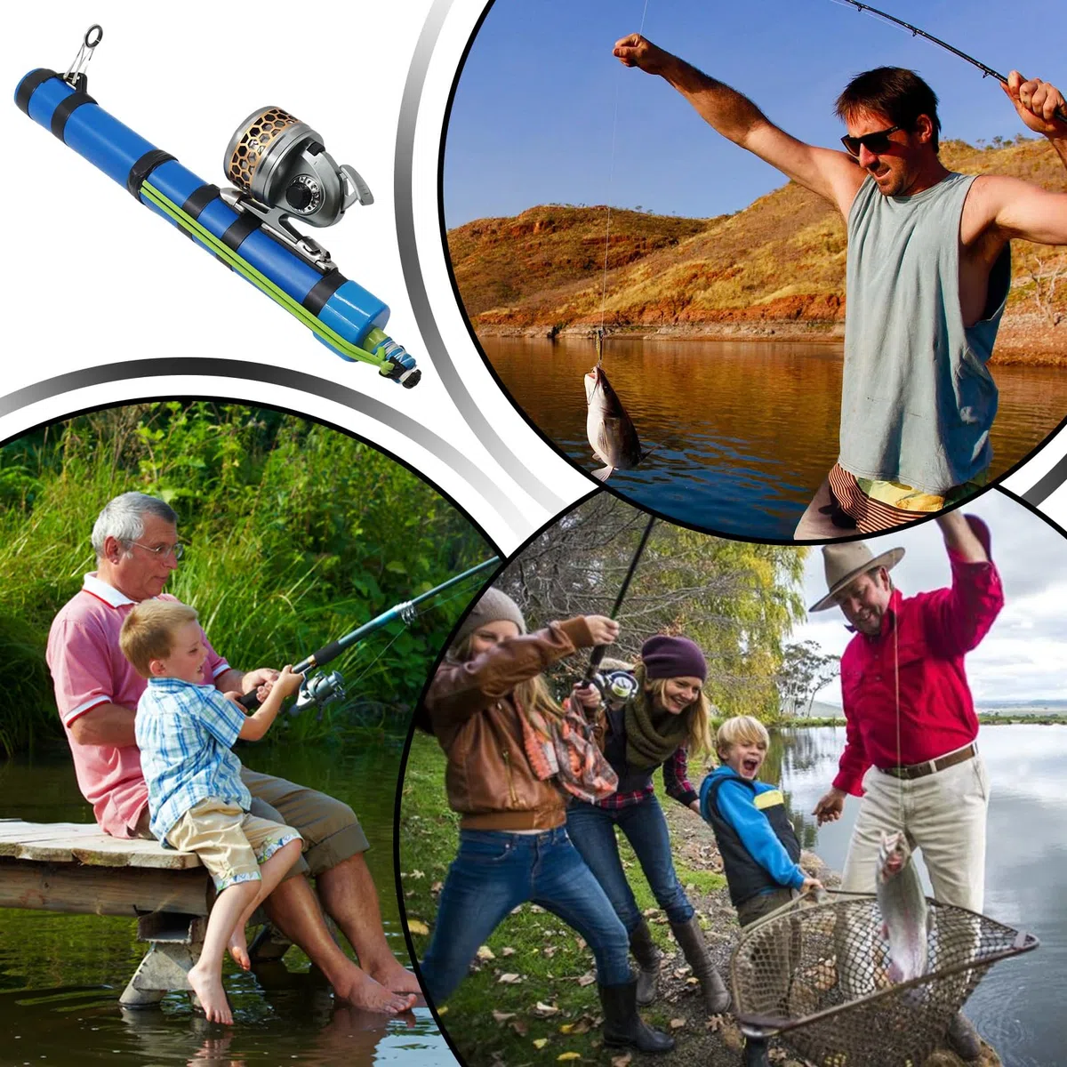 Canna da pesca | Slingshot Design Compact Fish Tool con mulinello, portatile Catapulta Lure Fishing Tools | per spigola, trota, acqua salata, acqua dolce, riva, fiume, stagno, lago