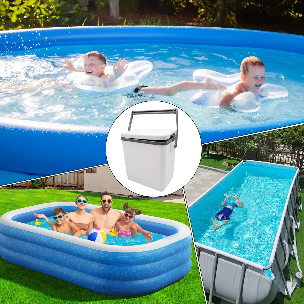 Frigo da Piscina per Bevande Grande Contenitore Rigido Isolato Per Piscina | Raffreddatore Portatile Per Piscina Fuori Terra Per Il Nuoto Spiaggia Feste All'Aperto Campeggio Picnic E Viaggi