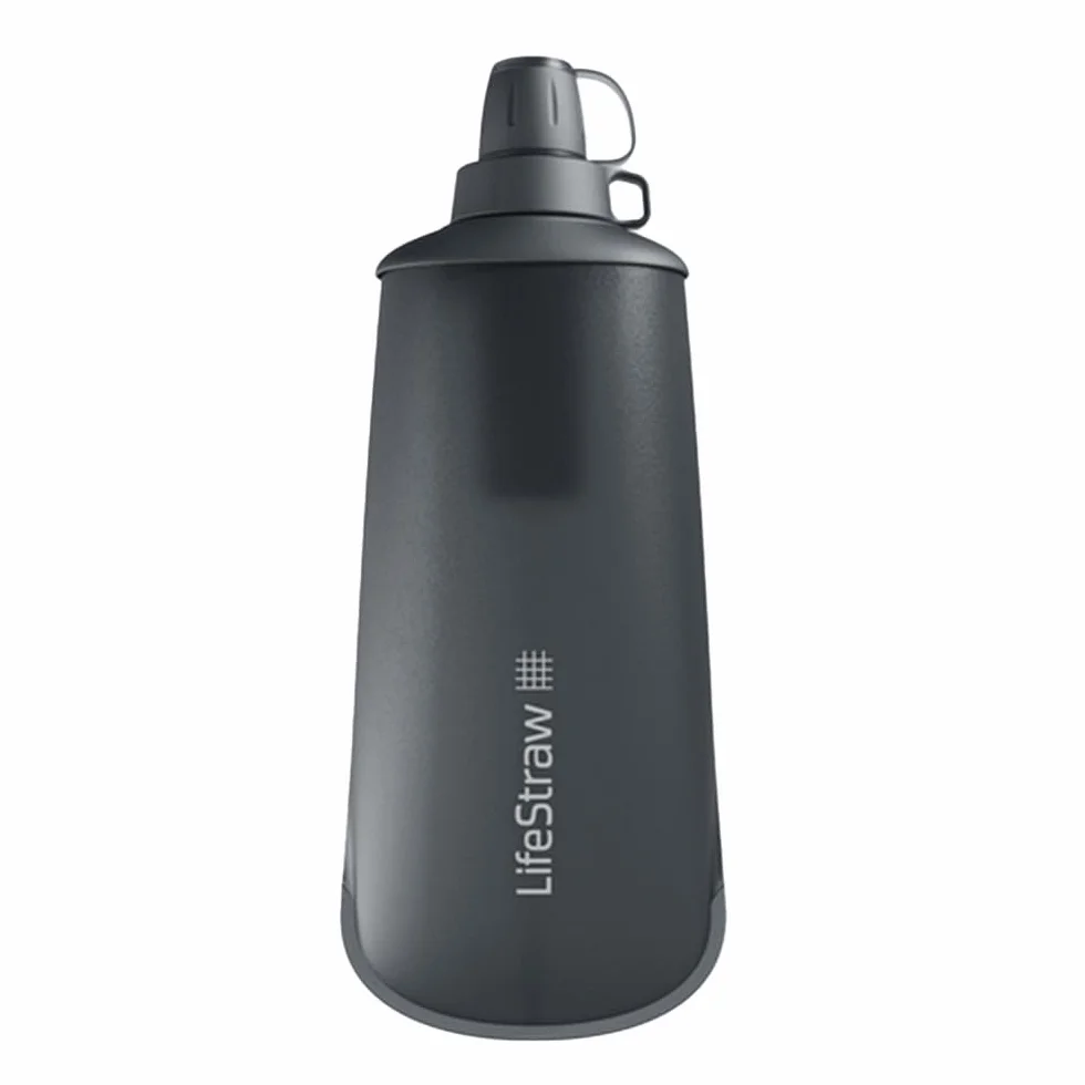 LifeStraw Peak Series - Borraccia pieghevole con sistema di filtraggio dell'acqua – 650ml per trail running, hiking, viaggi, ciclismo, e pesca. Senza BPA, Dark Mountain Gray (grigio)