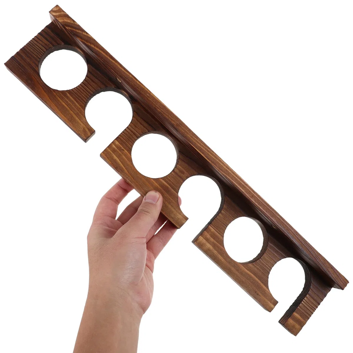 TOYANDONA Supporto per Canne da Pesca in Legno Massello da Parete 2 Pezzi 6 Slot Portacanna da Pesca da Appendere Salvaspazio per Garage e Casa Organizer Rustico
