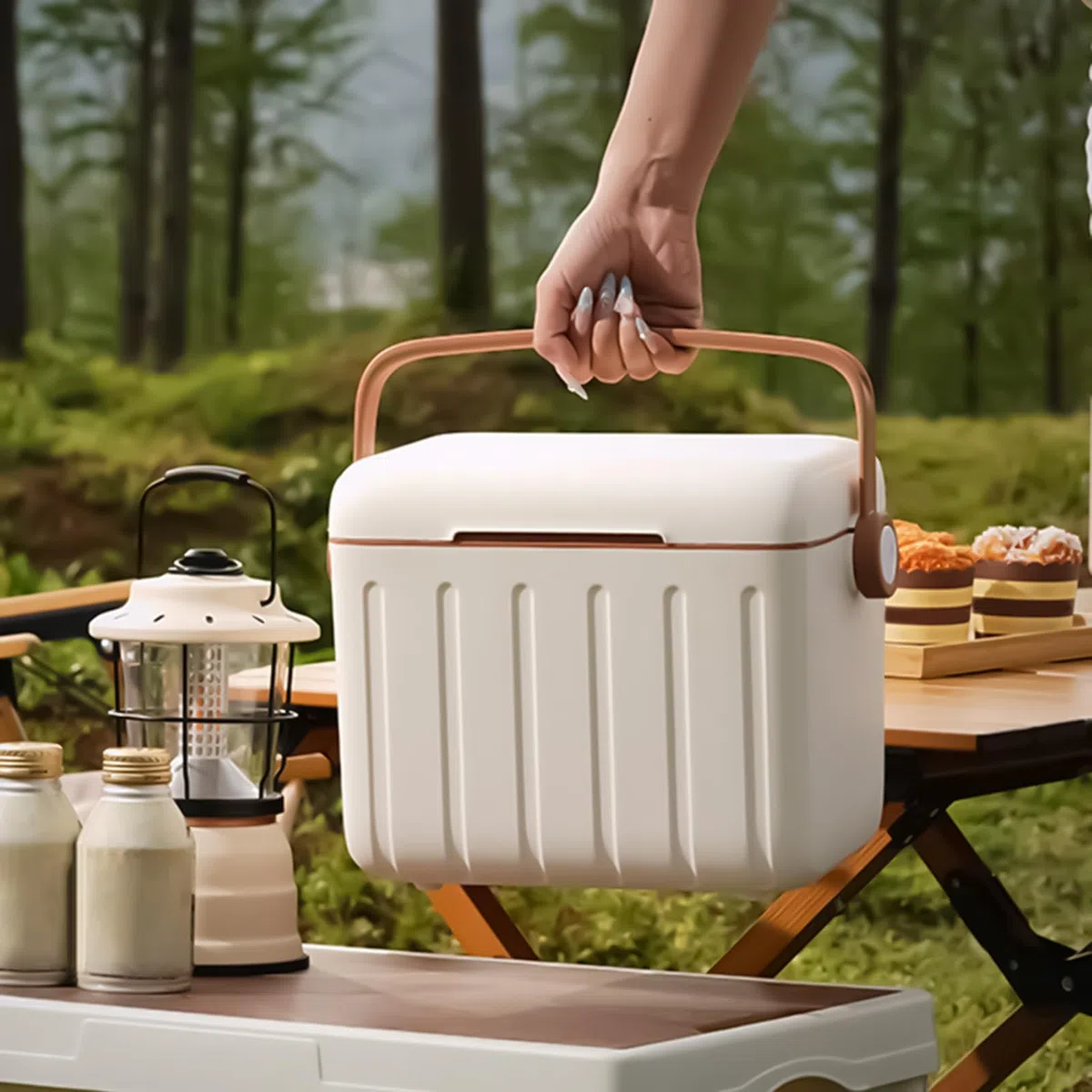 Refrigeratori da campeggio, scatola di conservazione con manico, dispositivo di raffreddamento da picnic per alimenti, capacità 6 litri, contenitore facile da trasportare, accessorio da viaggio