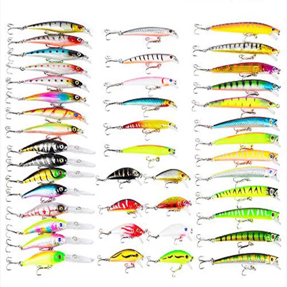 Kit di Esche da Pesca in Mare Artificiali 43 Pezzi Spinning Set - Rigida bionica Contiene Crankbaits, Stickbait, Ganci