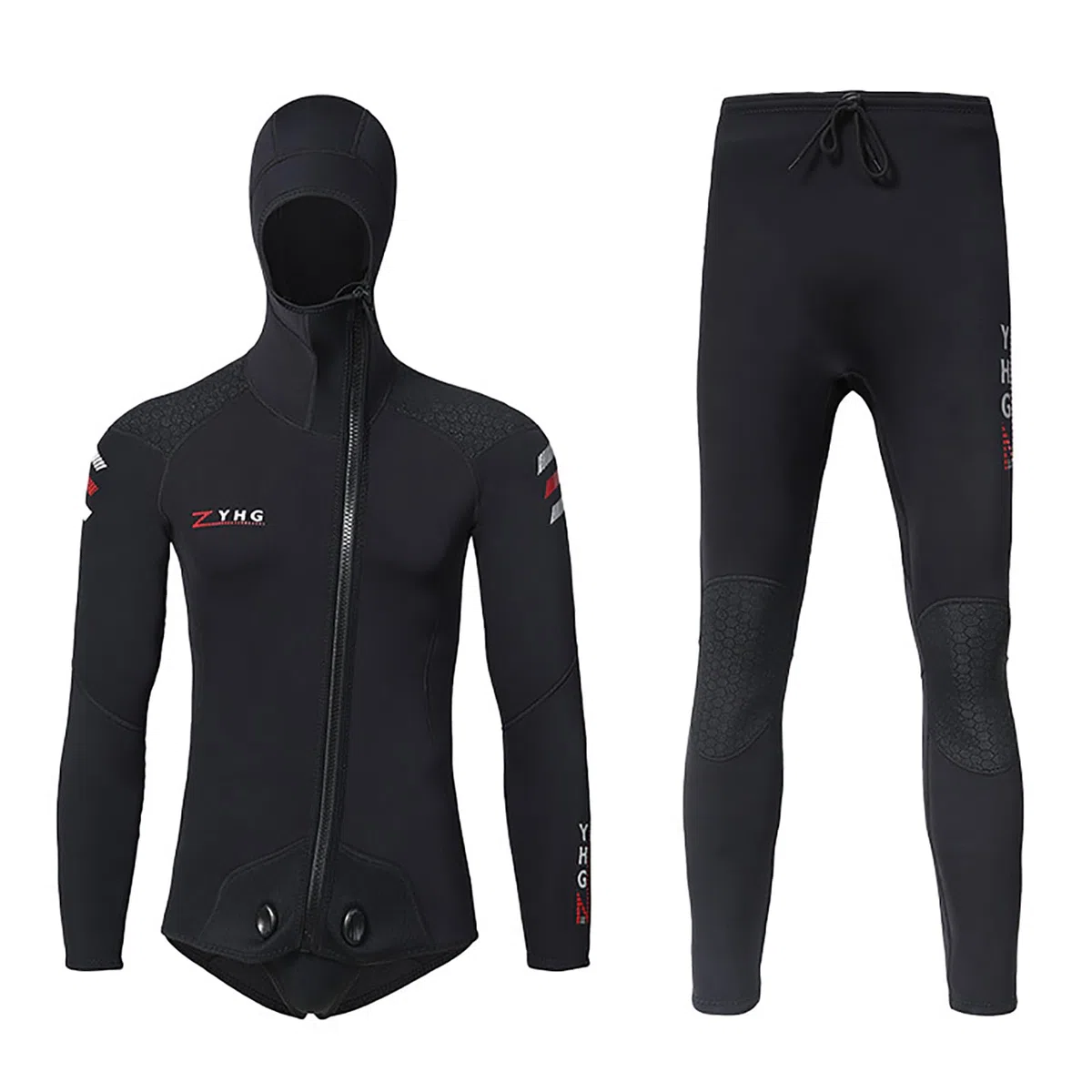 Muta da sub in neoprene da 3 mm per uomo, muta da caccia nera a corpo intero in 2 pezzi con cappuccio, manica lunga per apnea in acqua fresca, snorkeling, immersioni subacquee