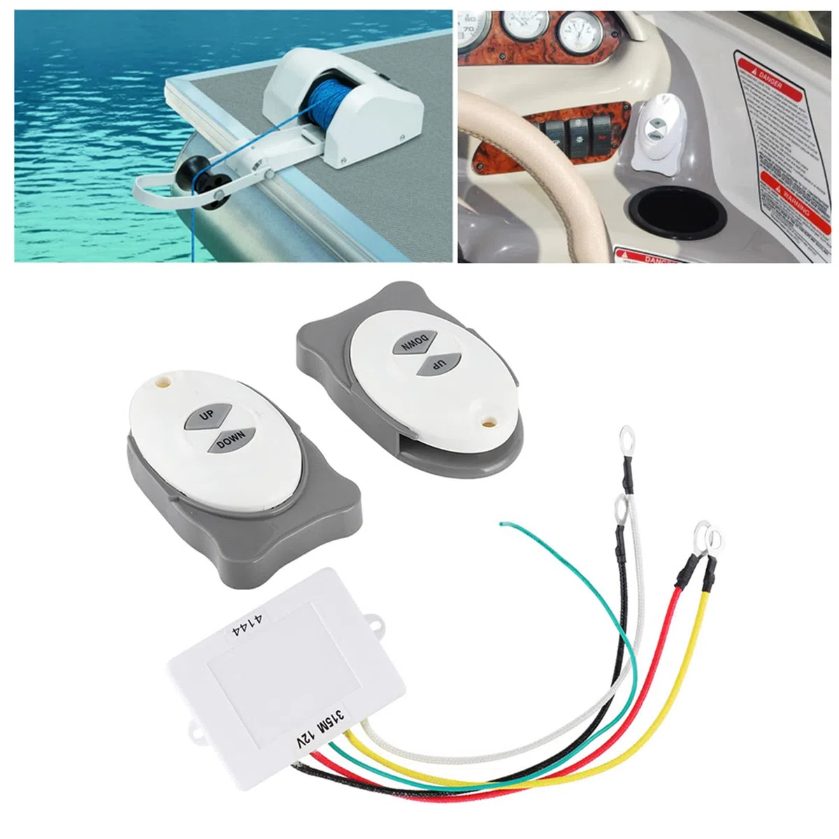 KIMISS Kit di Controllo Remoto per Verricello Wireless, Telecomando per Ancoraggio Salpa Ancora Interruttore Wireless Regolatore di Assetto Accessorio per Vela per Barche Marine 2 Trasmettitore