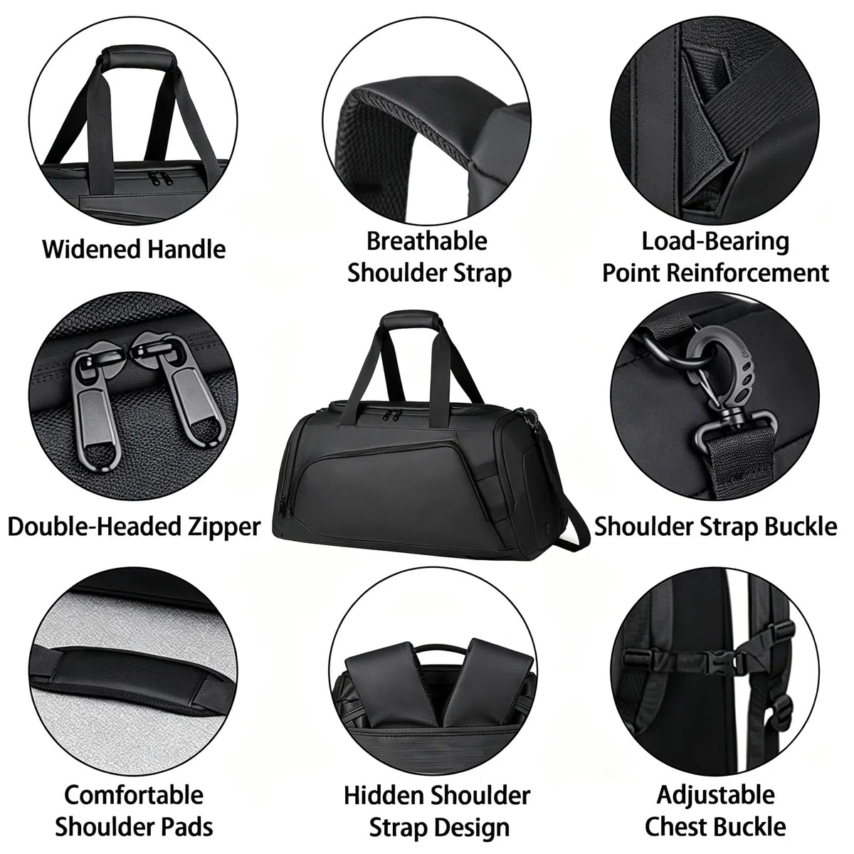 45L Grande borsa da palestra Sport Duffle Zaino per le donne degli uomini, Resistente all'acqua Fitness Sport Tote Borse da viaggio Week-end durante la notte Bagaglio a mano Borsa
