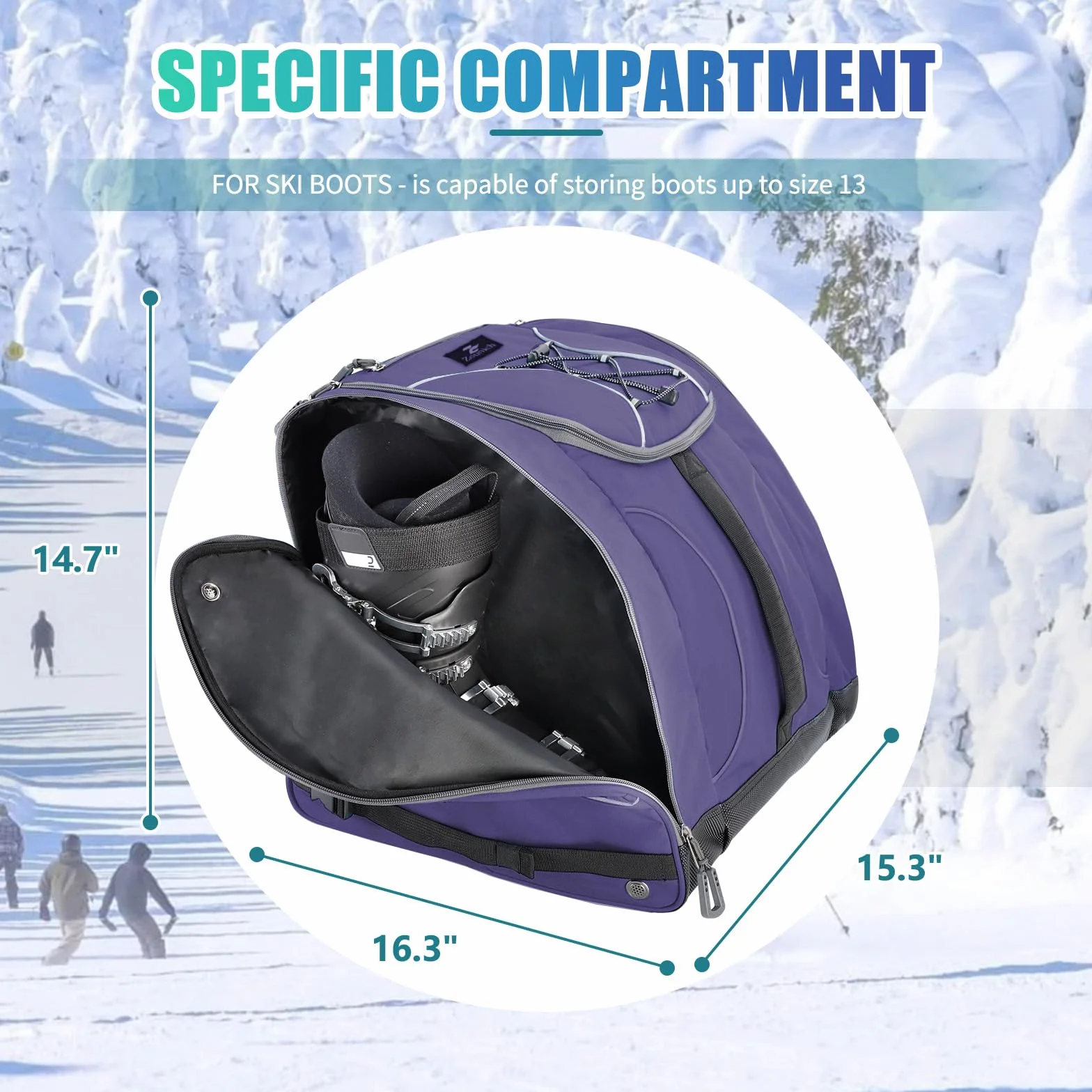 ZOUNICH Borse per Scarponi Sci, 55L Multifunzione Porta Scarponi Large Borsa Porta Scarponi sci con Scomparto per Casco Occhiali, Borsa da Sci,