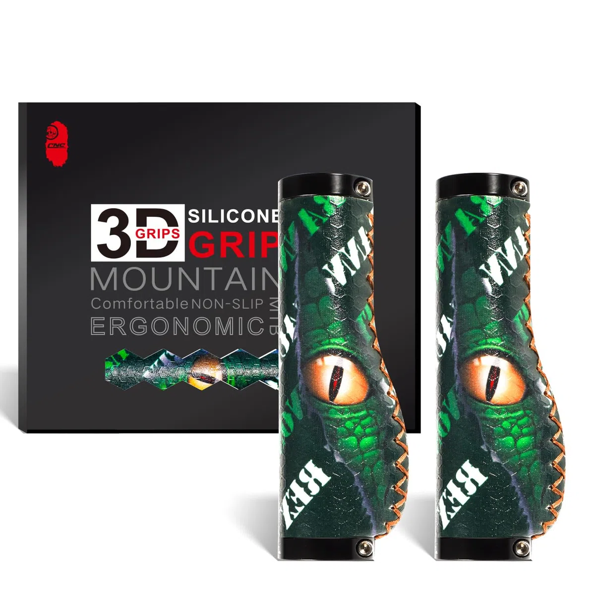 CHooee Impugnature ergonomiche per mountain bike, in silicone per manubrio MTB/BMX.