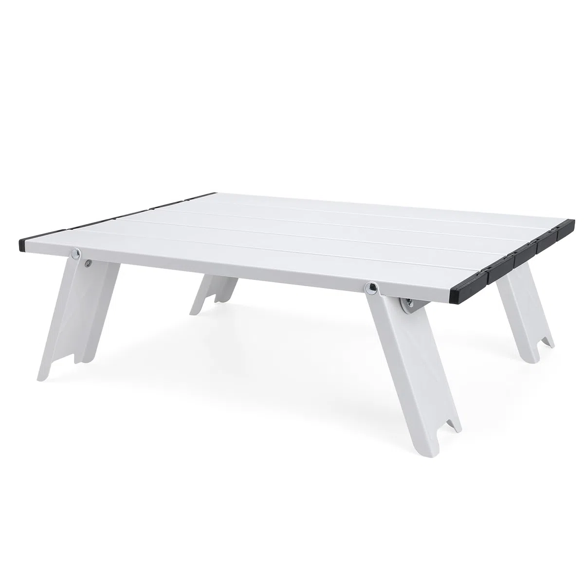 Tavolino Basso da Esterno Alluminio, Mini Tavolo Pieghevole da Campeggio Ultraleggero con Borsa di Trasporto, Piccolo Tavolino da Spiaggia Picnic Barbecue Terrazzo, Blanco