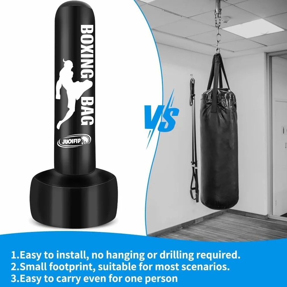 Sacco da boxe in piedi per adulti 180 cm Heavy Bag con supporto Sacco da box gonfiabili Attrezzatura indipendente per l'allenamento di MMA Muay Thai Fitness da usare all'aperto al coperto