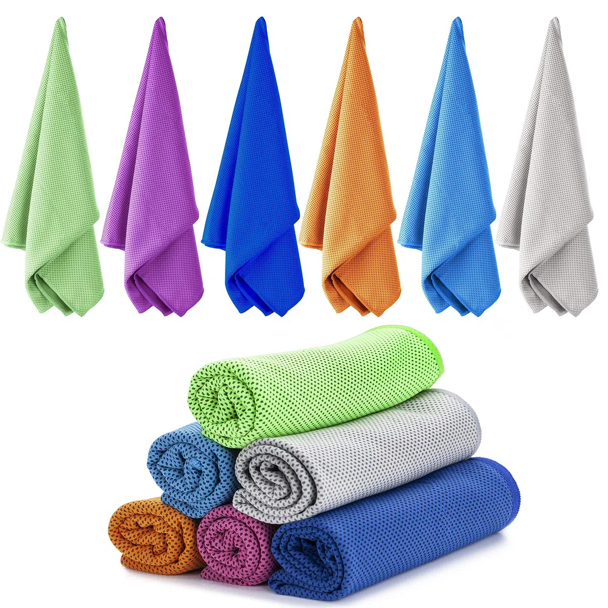 Asciugamano in microfibra, 81,3 x 30,5 cm, rinfrescante, morbido, per collo e viso, traspirante, asciugamano rinfrescante per yoga, sport, campeggio e altre attività (colori chiari, 50 pezzi)
