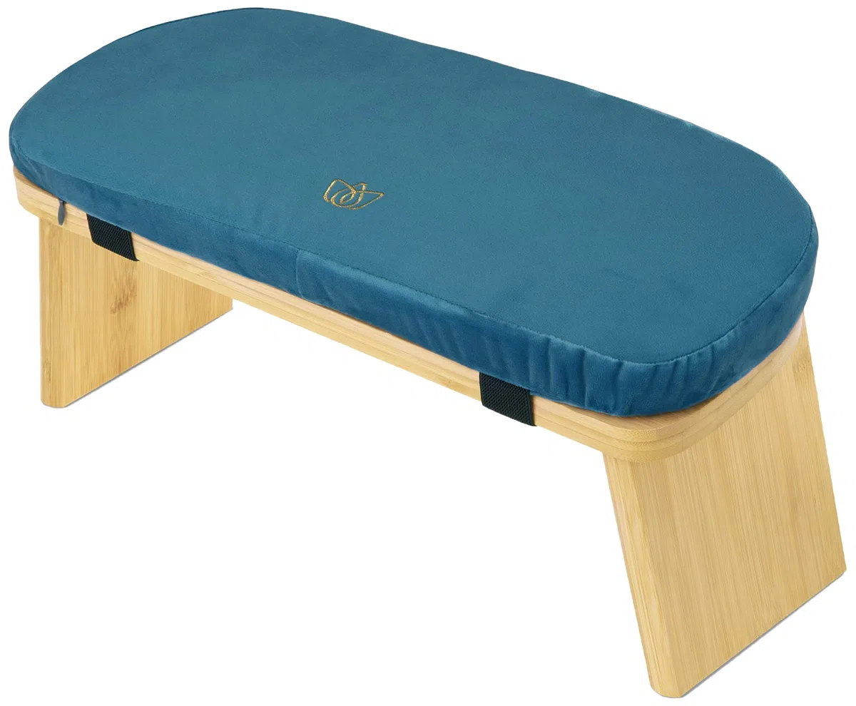 Florensi Panca da meditazione, in legno di bambù, sgabello pieghevole da meditazione con cuscino e borsa da viaggio, sedia da preghiera per yoga o seduti