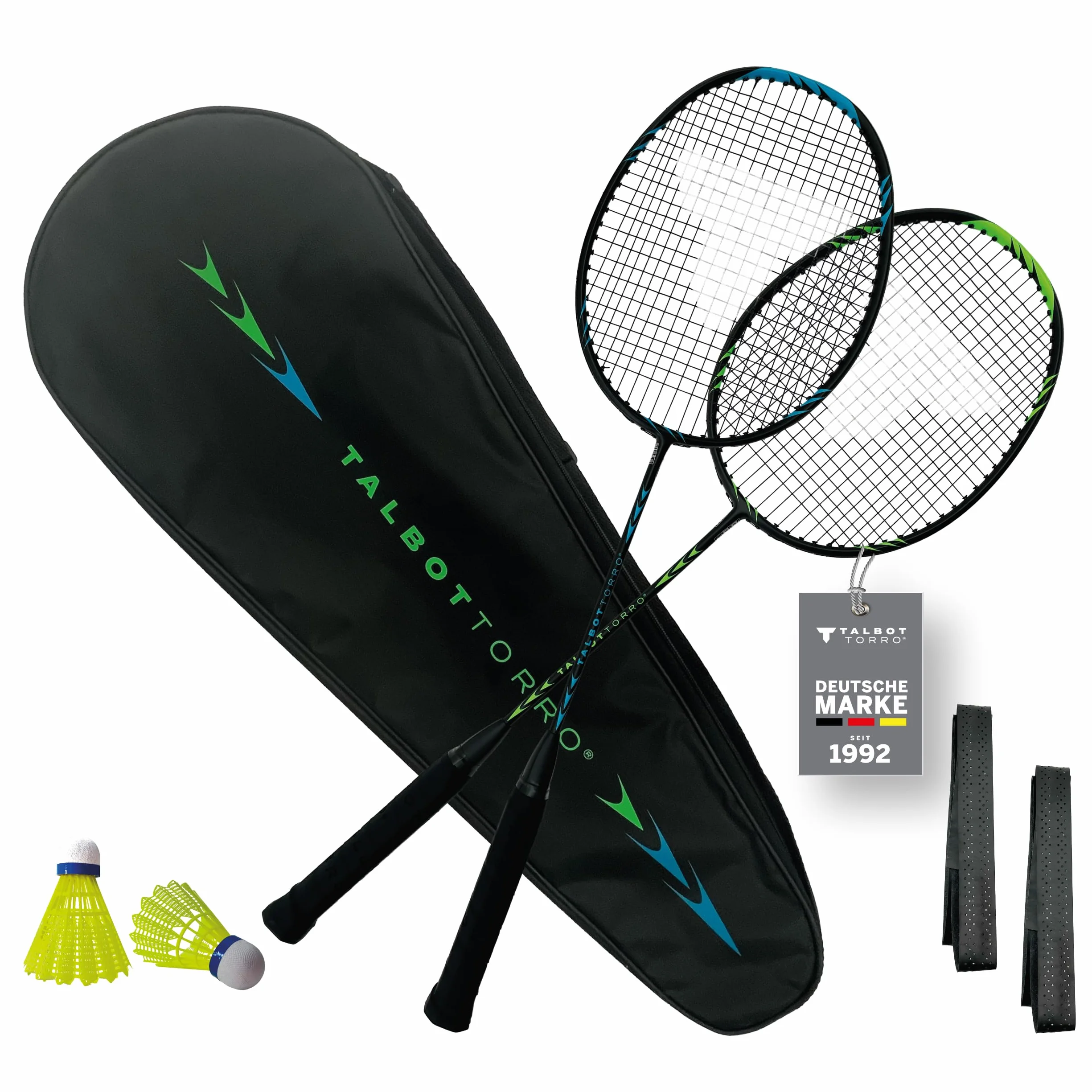 Set da Badminton Professionale Talbot-Torro | Racchette in Grafite Ultraleggere, Volani in Nylon e Custodia Imbottita per il Trasporto | Ideale per Giocatori Ambiziosi