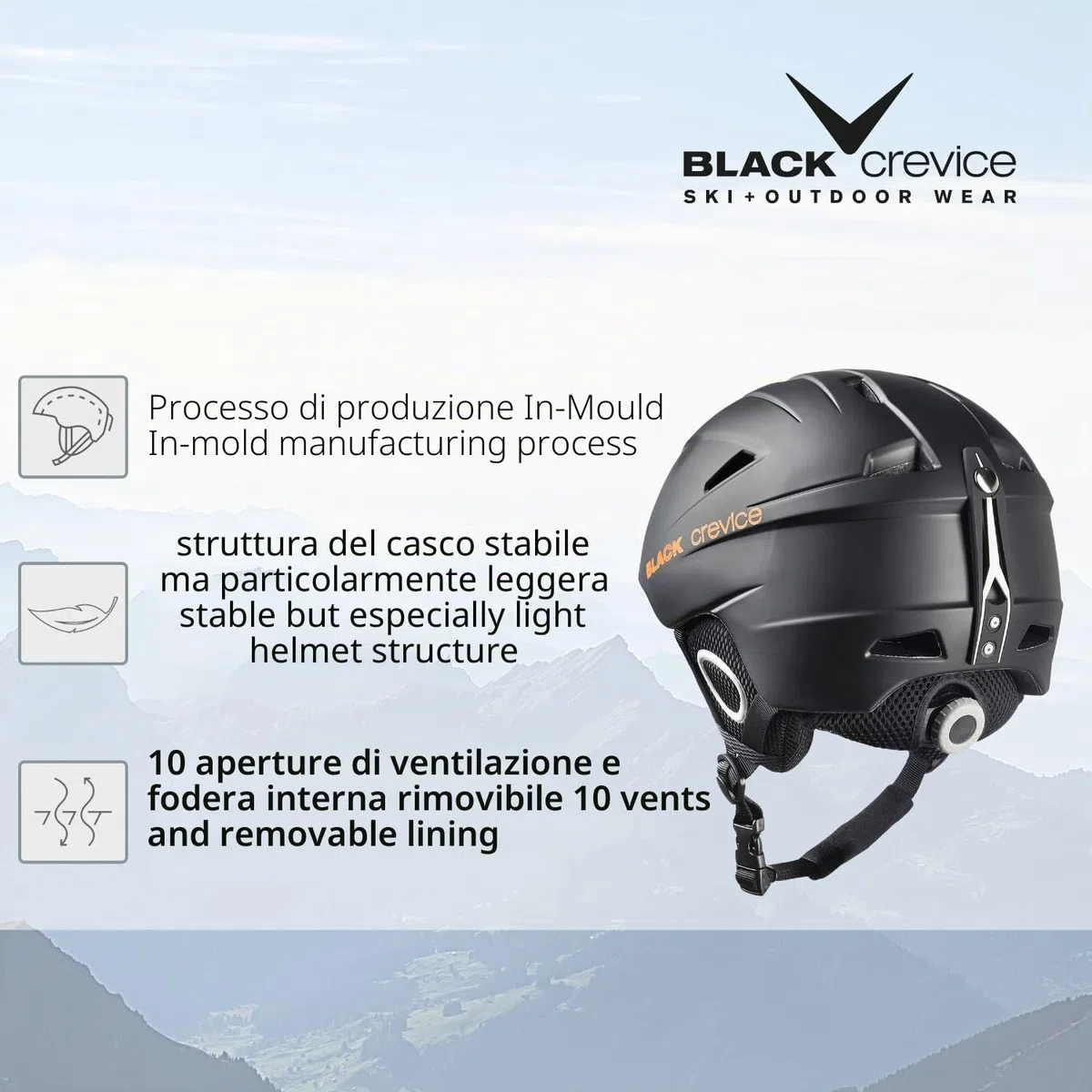 BLACK CREVICE Kitzbühel Casco da sci (Medium, Nero)