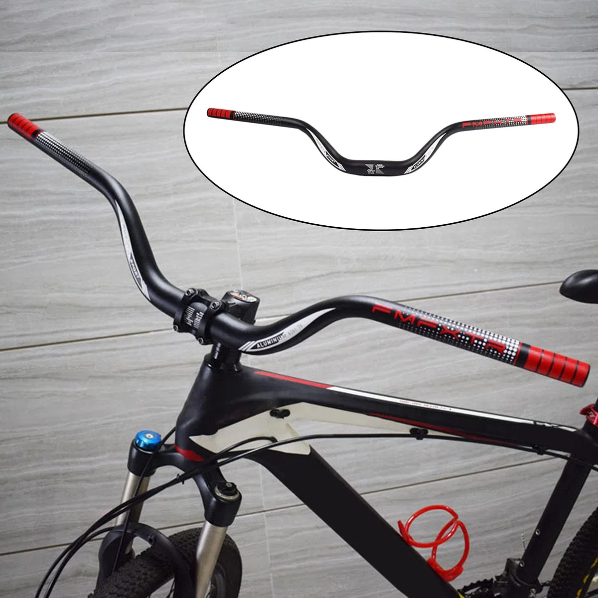 Generic Manubrio Leggero per Mountain Bike MTB Down Hill DH Bicicletta Barra Riser Extra Lunga 31,8 mm 720 mm Manubrio rialzato Alto - 720mm Rosso