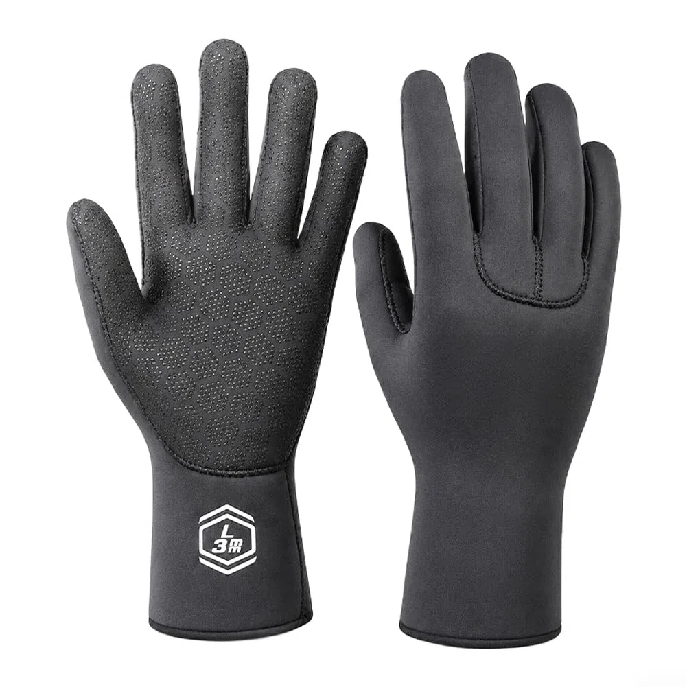 Guanti da immersione da 3 mm: in gomma calda e resistente all'abrasione con impugnatura antiscivolo per immersioni, snorkeling, surf in acqua fredda; adulto