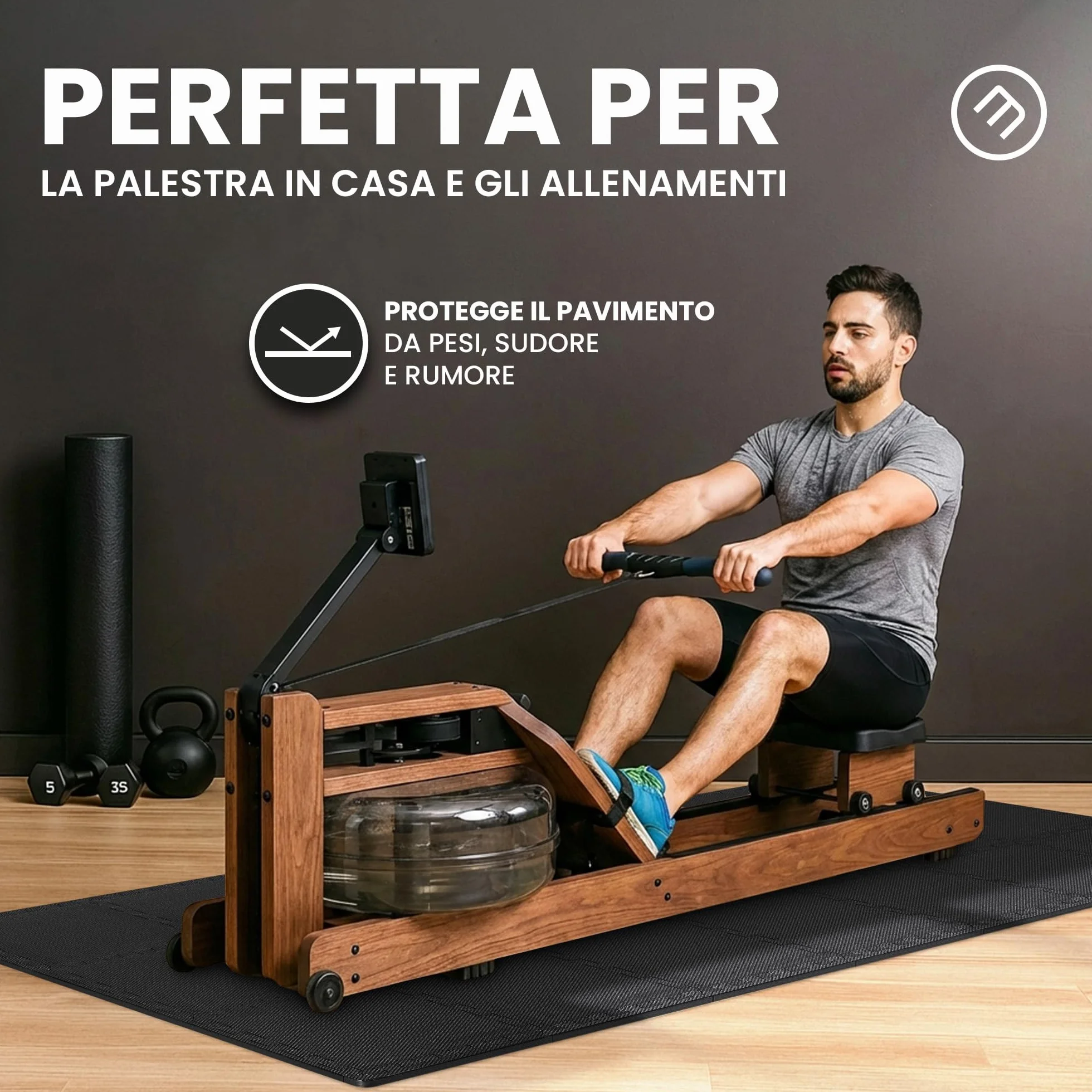 bemaxx Tappeto Palestra Tappetino Fitness da Ginnastica a Puzzle EVA | Pavimento Protettivo Incastro Tatami Allenamento Protezione Sport, Materassino Mattonella Pavimentazione per Home Gym Manubri