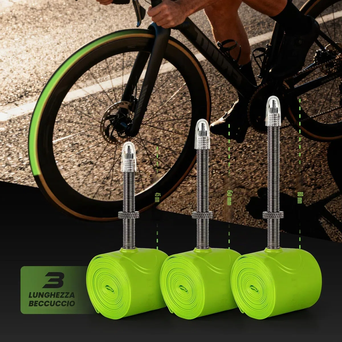 Set di 4 CYCLAMI Camera d'Aria TPU Ultraleggera 700×18–32C/ MTB29''1.9-2.5 Camera d'aria Bicicletta Metallo Rimovibile Valvola Presta 45/60/80mm per Bici da Corsa e Mountain Bike