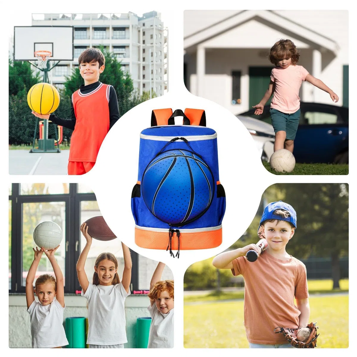 Zaino da pallacanestro, zaino da calcio per ragazzi e libri | Borsa sportiva da calcio per basket, pallavolo, calcio, allenamento