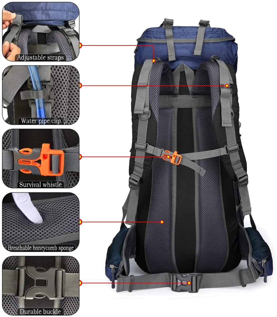 70 + 5L Zaino da Campeggio Trekking Escursionismo Viaggio (con Parapioggia)