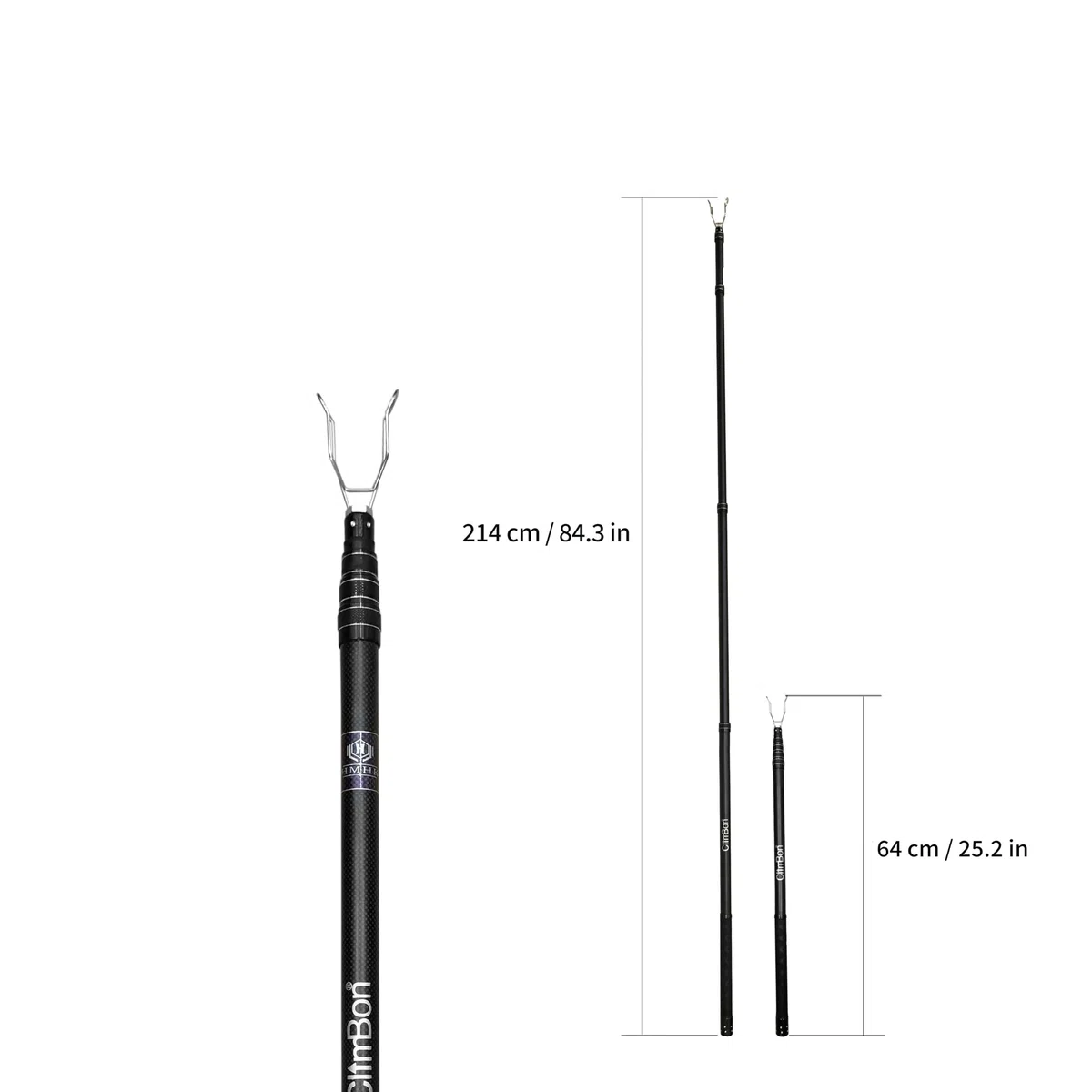 CLIMBON Lead Clip Tool, 214 cm/274 cm, due lunghezze regolabili, testa a clip in acciaio inox con blocco di sicurezza, per appendere stringhe e corde durante la progettazione