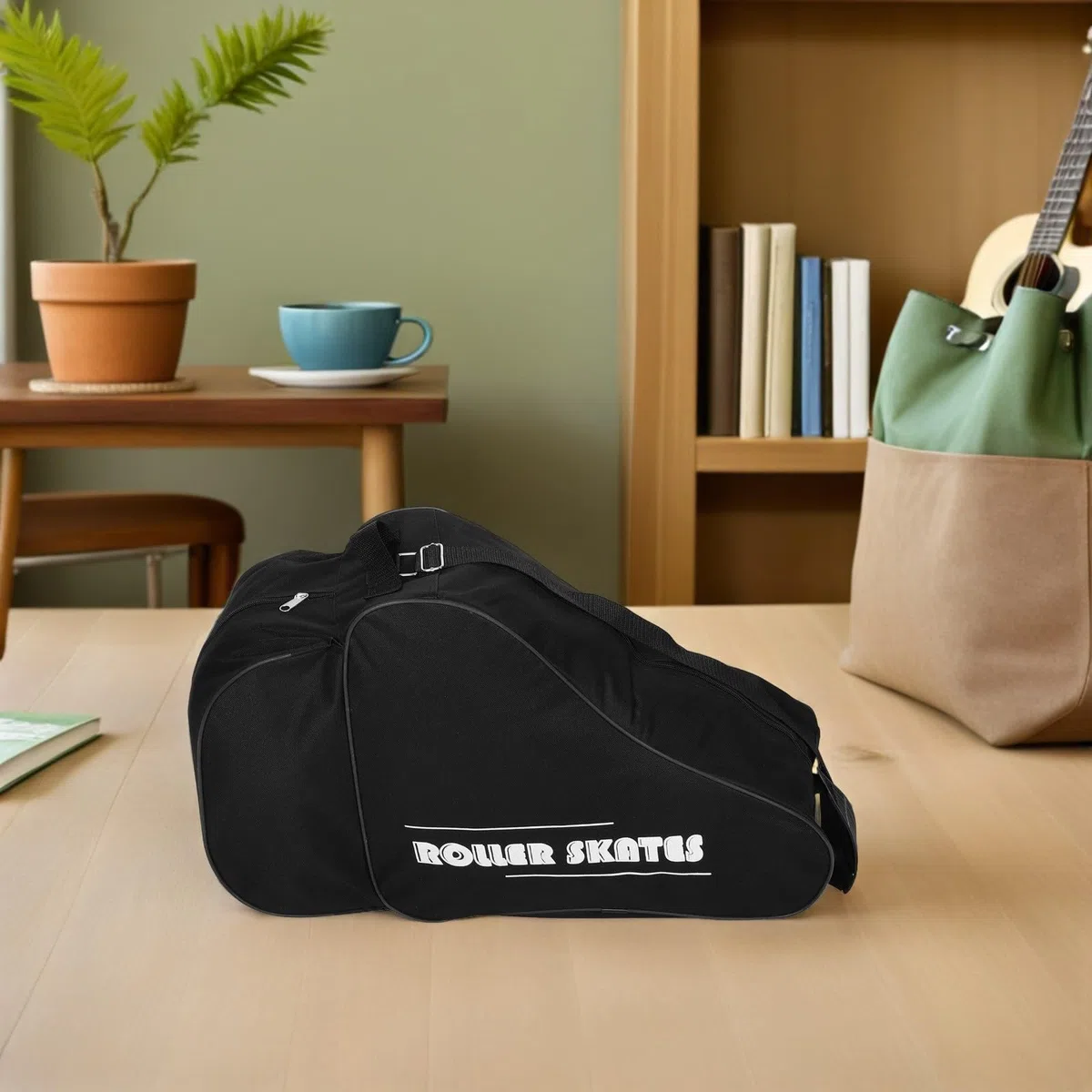 Borsa per Pattini a Rotelle e Ghiaccio 2 Pezzi Zaino Porta Scarpe da Pattinaggio Tracolla Imbottita Organizer Multiscomparto Resistente Agli Urti per Adulti e Trasporto